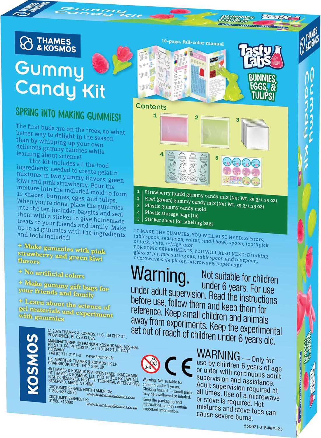 Thames & Kosmos Tasty Labs Gummy Candy STEM Kit - Bunnies, Eggs & Tulips | Make Springtime-Shaped Gummy Candies, Explore Chemistry in Cooking, Easter Goodie