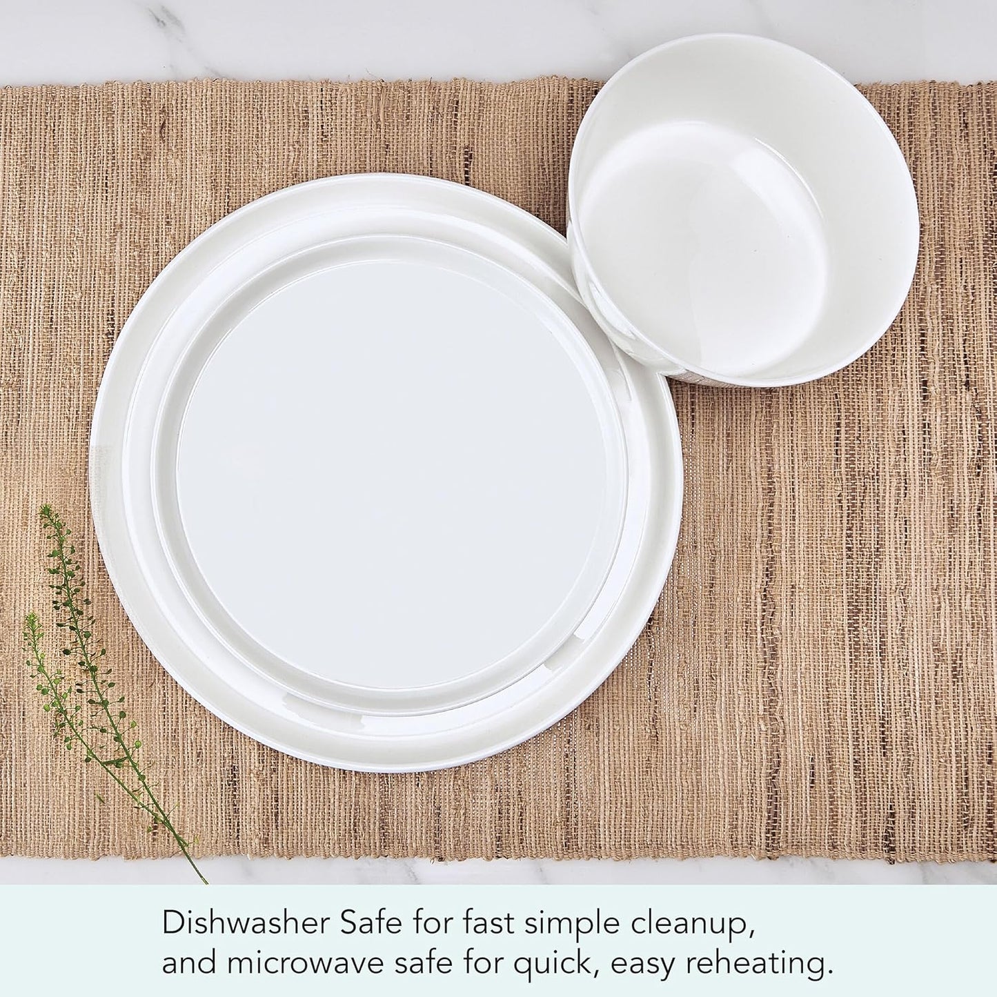 Mikasa Rylee High Rim 12 Piece Bone China Durable Chip Resistant Lightweight Dinnerware Set, Service for 4, White