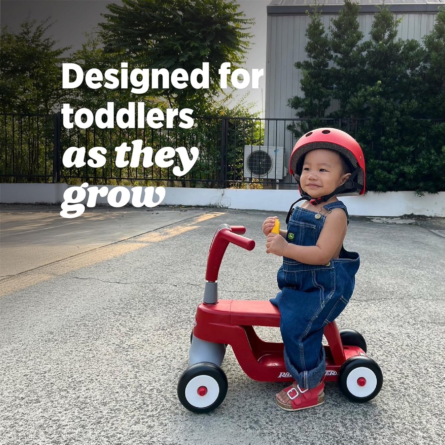 Radio Flyer Scoot 2 Scooter, Blue/Red/Pink, for Kids Ages 1-4, Ride On Toy or 4-Wheel Kids Scooter, Durable Wheels and Frame, Converts Easily with Flip Deck, Toddler Ride On Toys (Amazon Exclusive)