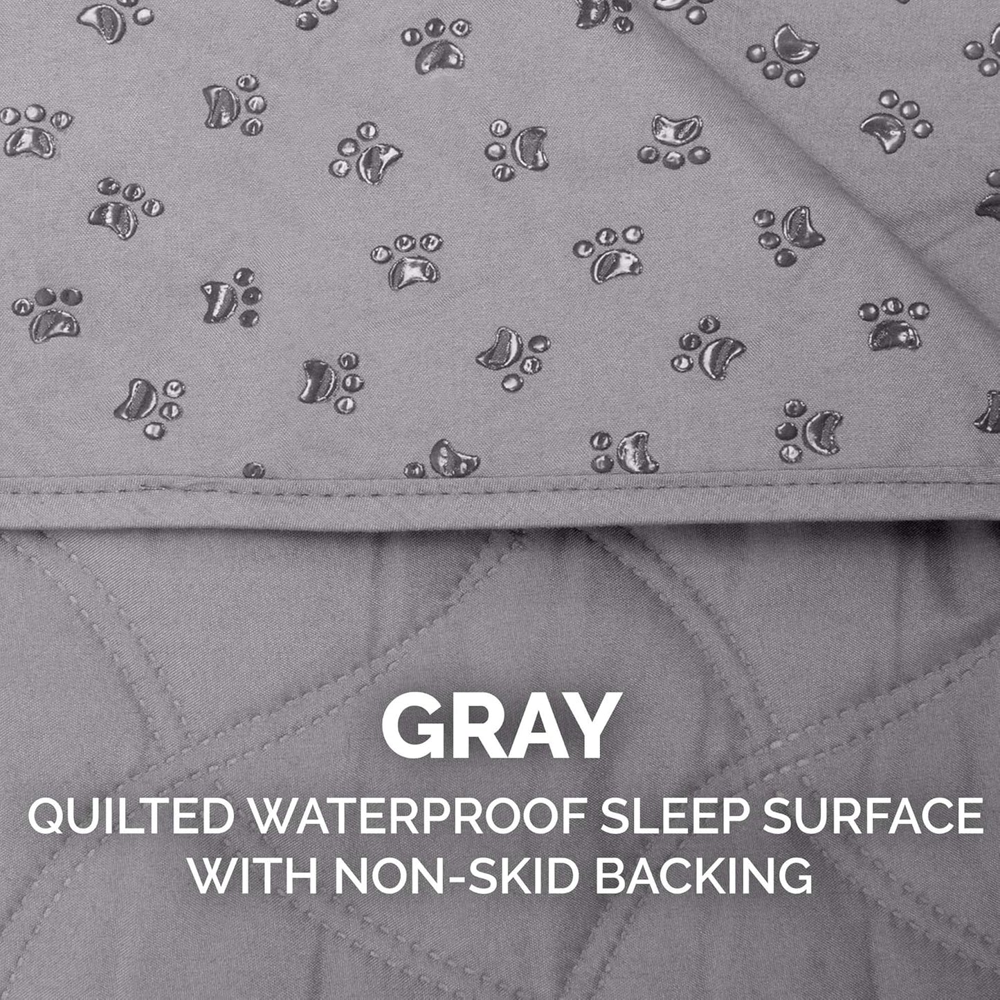 Furhaven Waterproof & Non-Slip Queen Size Mattress Cover Protector for Dogs & Cats, Washable, For Beds, Couches, & Car Seats - Quilted Twill Blanket Mattress Cover - Gray, Large/Queen Size