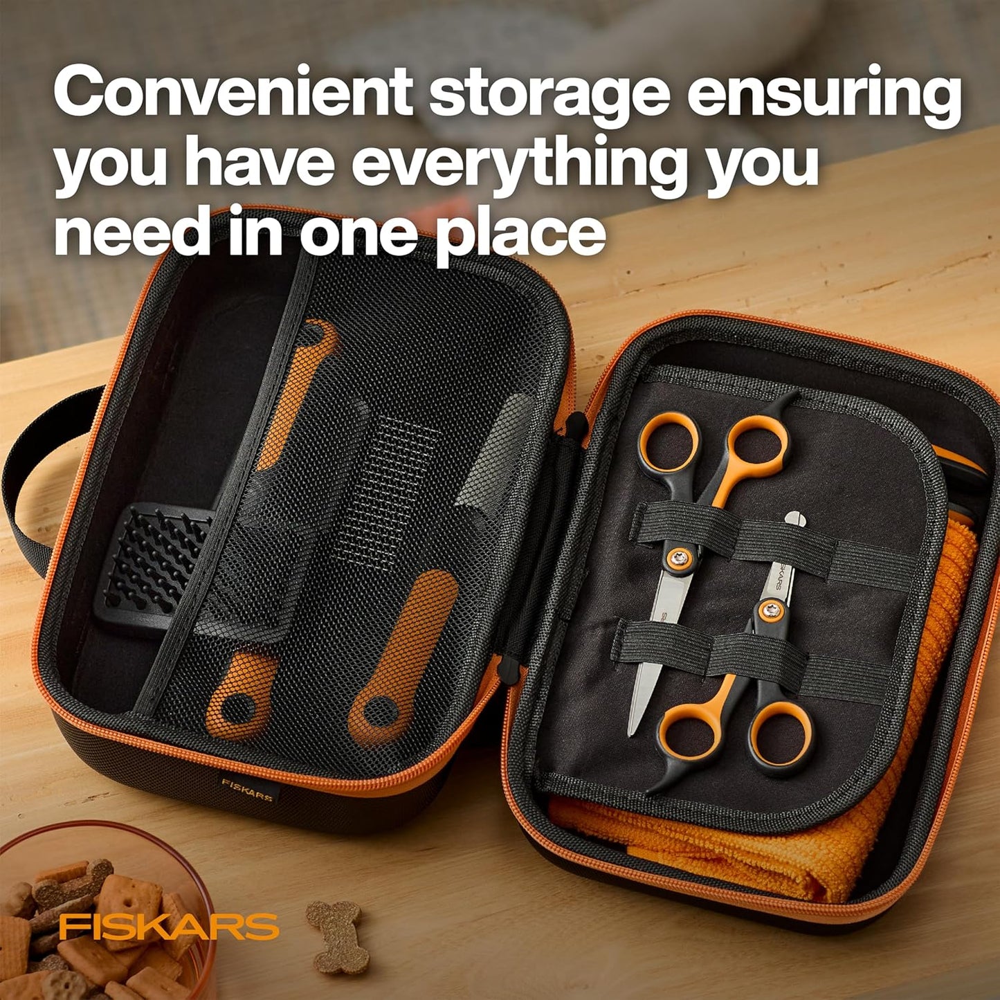 Fiskars Pet Grooming Tool Organizer Case for Dogs and Cats – Storage Bag for Dog Grooming Kits, Travel Case for Clippers, Brushes & Accessories, Compact Protective Design (Tools Not Included)