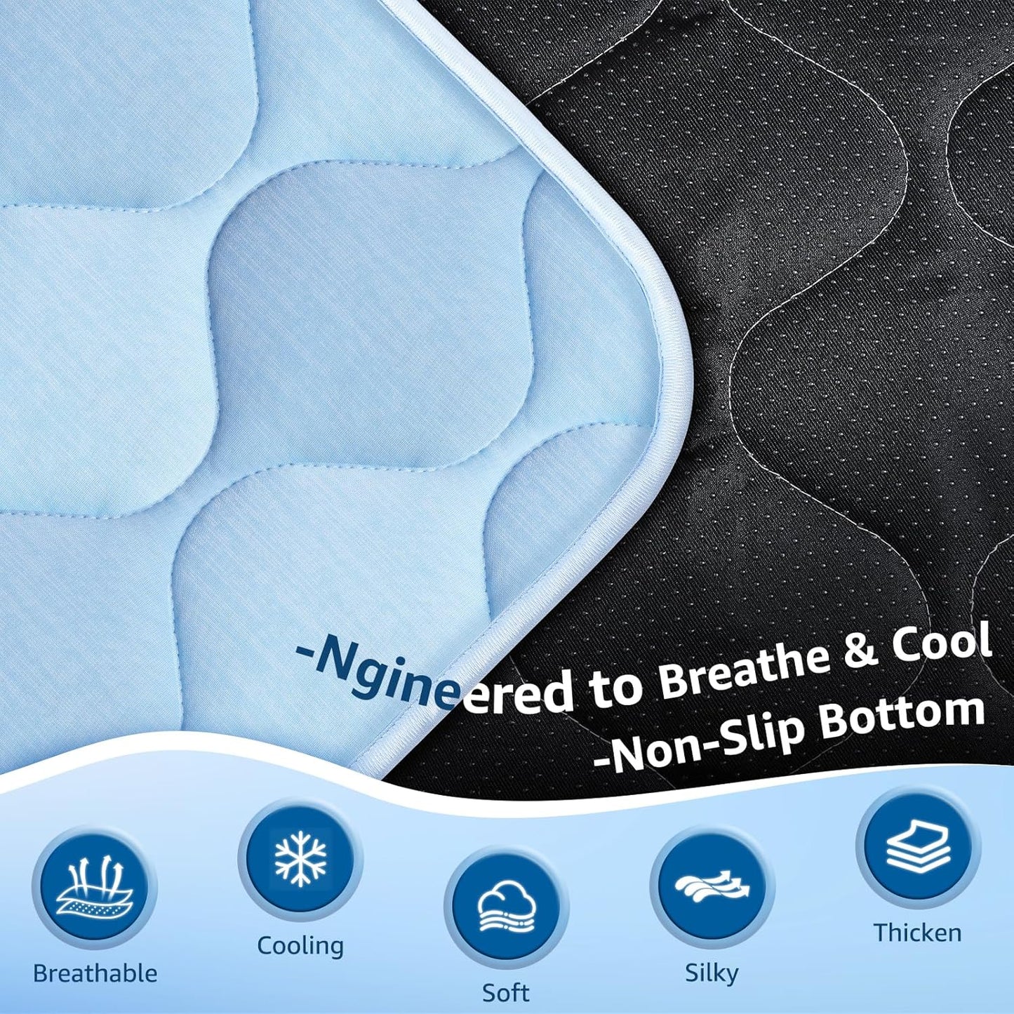 Dog Cooling Mat for Large Dogs, Cooling Pet Bed Outdoor & Indoor Use with Ice Silk Fabric & Waterproof Cover, Summer Cool Pad for Dogs 43" x 31", Non-Slip Washable Pet Blanket for Crate Kennel Travel
