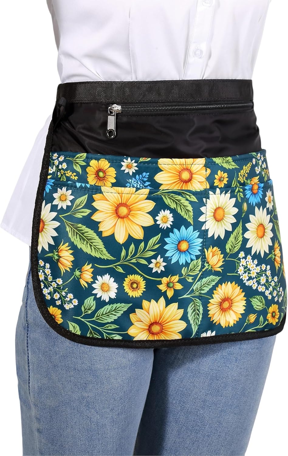 Garden Apron for Women with 5 Pocket,Half Florist Apron Harvesting Apron