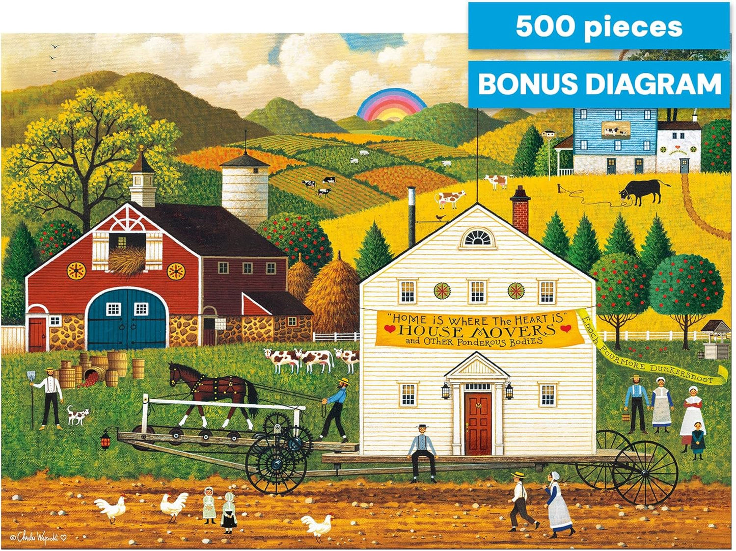 Buffalo Games – 500 Piece Charles Wysocki House Movers Jigsaw Puzzle Colorful Puzzle for Adults – Precision-Cut Pieces, Beautiful Artwork, and Hours of Relaxing Fun