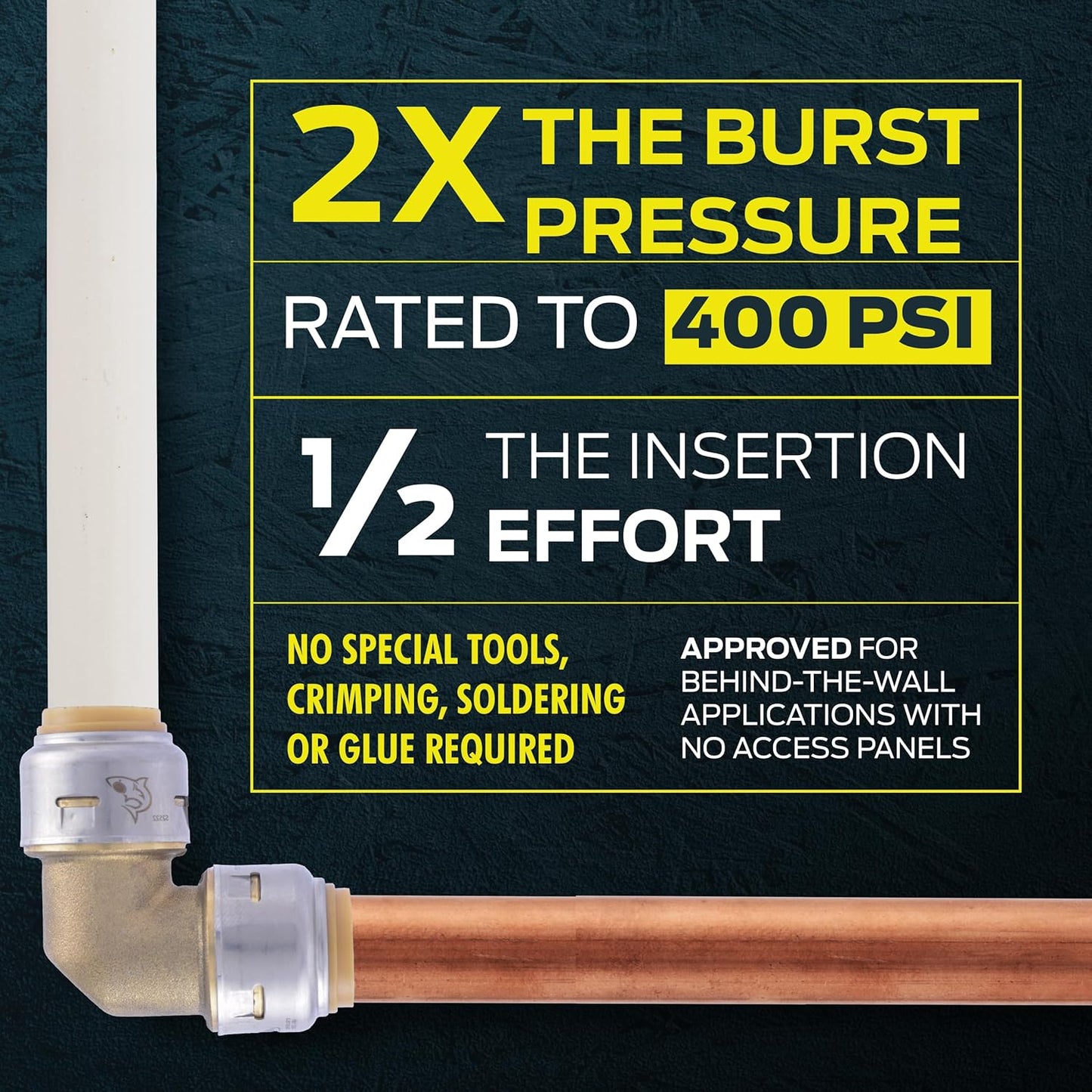 SharkBite Max 1/2 Inch x 1/2 Inch x 18 In. Braided Flexible Repair Coupling Hose, Push-to-Connect Brass Plumbing Fitting, UR3008FX18