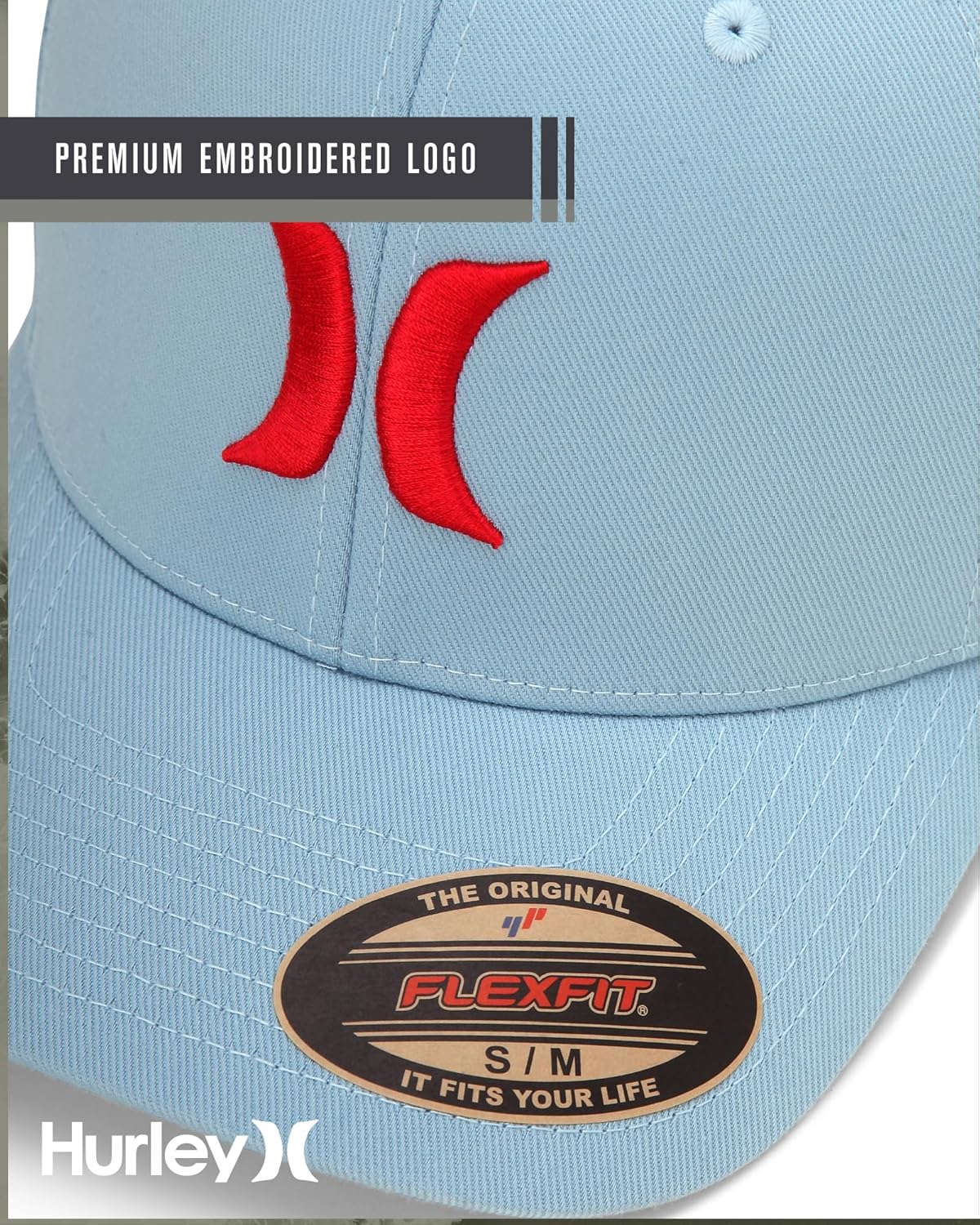 Hurley Mens Baseball Cap - Flexfit Fitted Baseball Caps for Men (Sizes: S-XL)