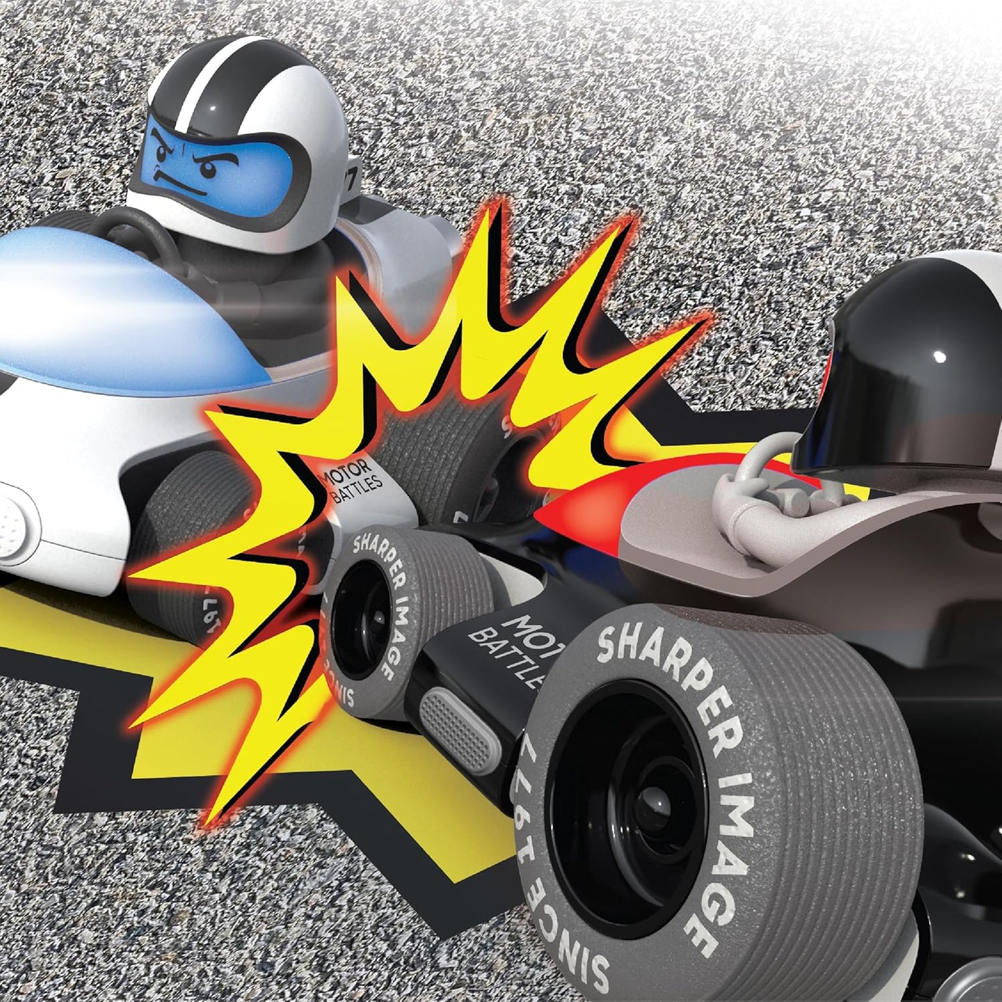 Sharper Image® Motor Battles RC Team Battle Racers – Remote Control Combat Cars with LED Lights & Damage Indicators for Multiplayer Action| RC Stunt Bumper Car Fighting Game| Toy Gift for Boys Kids