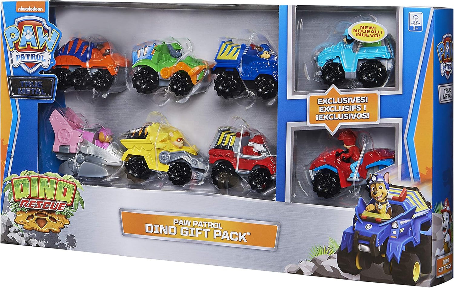 Paw Patrol, True Metal Dino Rescue Gift Pack of 8 Collectible Die-Cast Vehicles, 1:55 Scale
