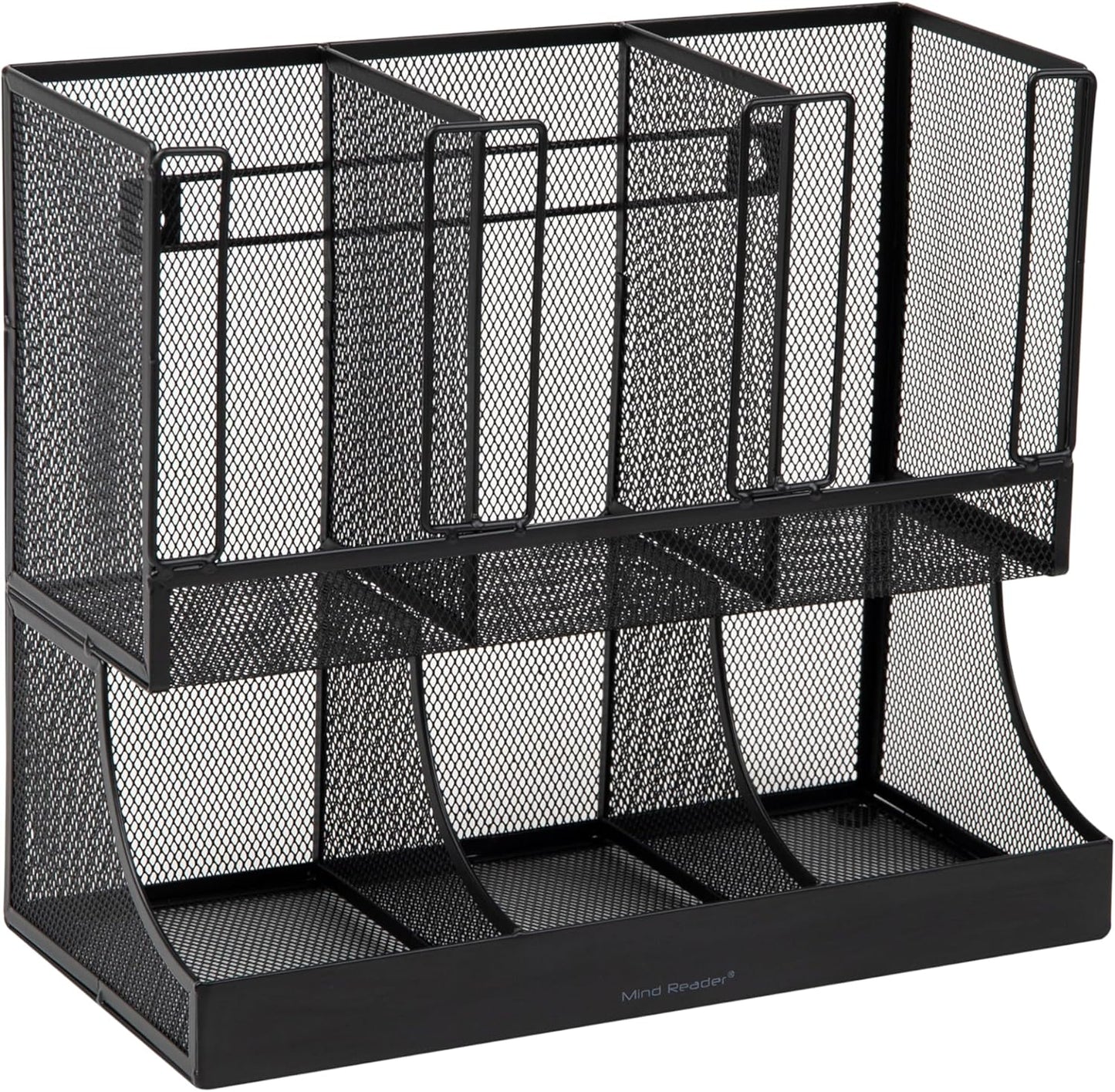 Mind Reader Multipurpose Countertop Organizer, Office Breakrooms, Cup and Condiment Station, Metal Mesh, Black
