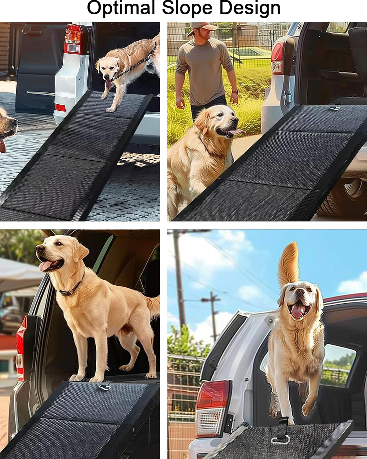 Dog Car Ramp for Large Dogs, Easy Clean Waterproof Pet Ramps with Non-Slip Surface,63" Long & 17" Wide Folding Portable Pet Stair Ramp, Stairs with Nonslip Surface for High Beds,