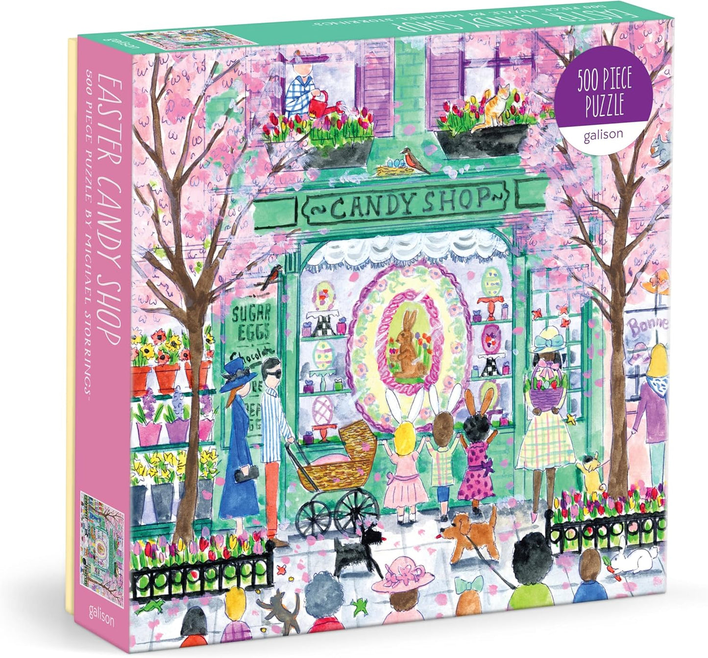 Galison Easter Candy Shop – 500 Piece Michael Storrings Jigsaw Puzzle Featuring Beautiful Artwork of an Easter Candy Confectionery