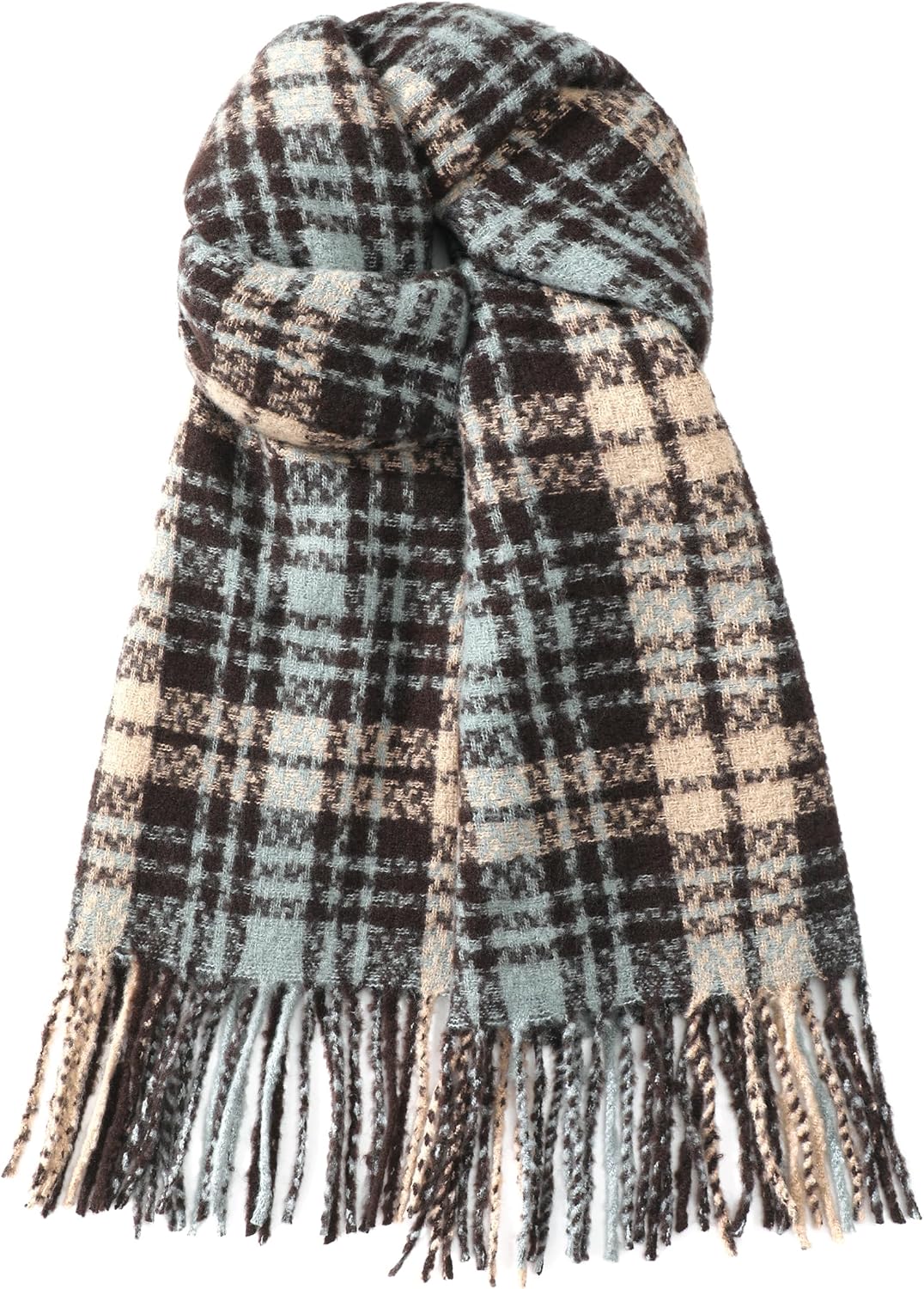 DOFOWORK Winter Scarf for Women - Womens Scarves for Cold Weather, Plaid Soft Tassel Wrap Blanket Scarf, 78.7"x24.8"