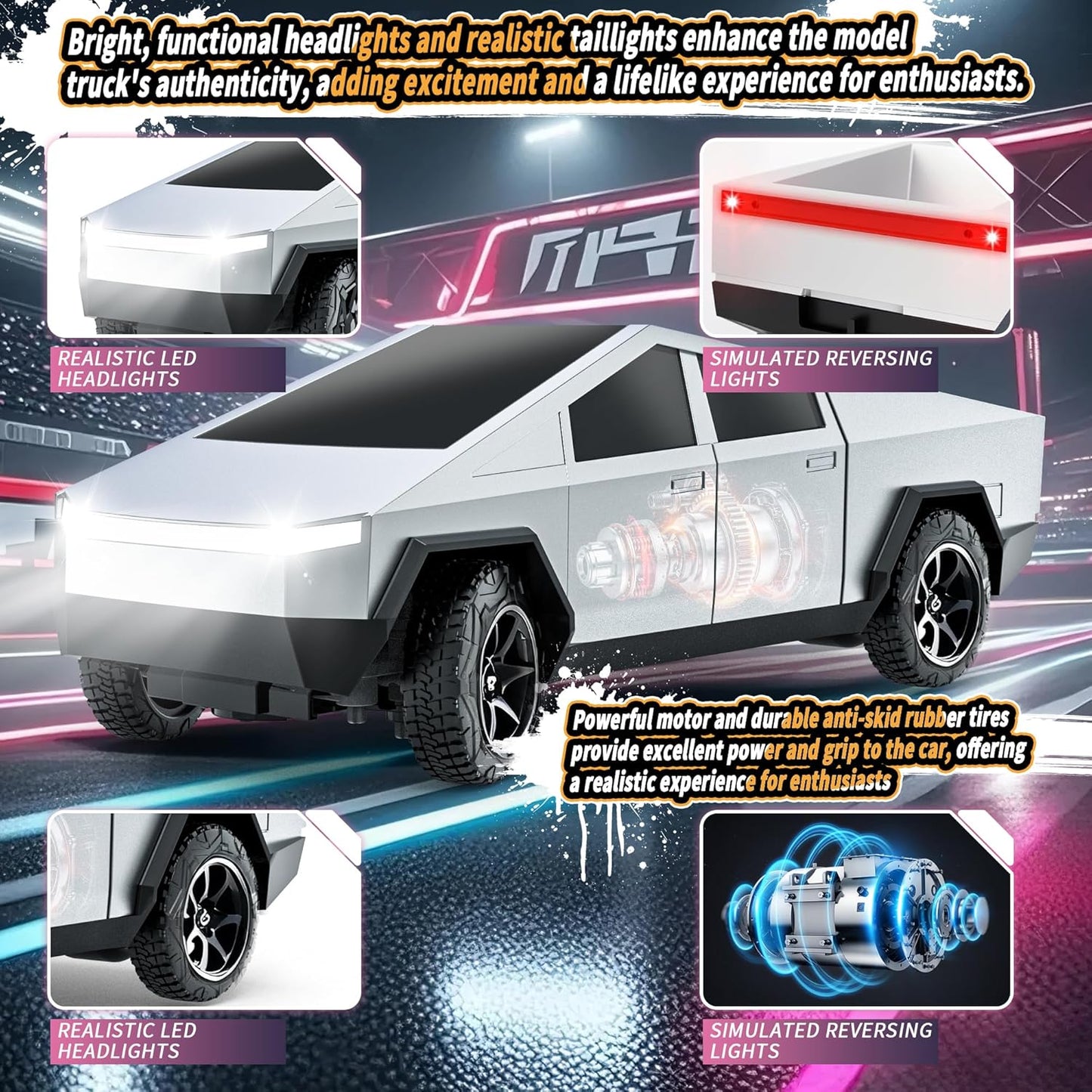 RC Car Toys，All Terrain 2.4GHz RC Truck for Boys Aged 3-8, 8-12, Electric Vehicle Truck Toys for Kids, Birthday Gifts for Kids, Boys and Girls (Silver)