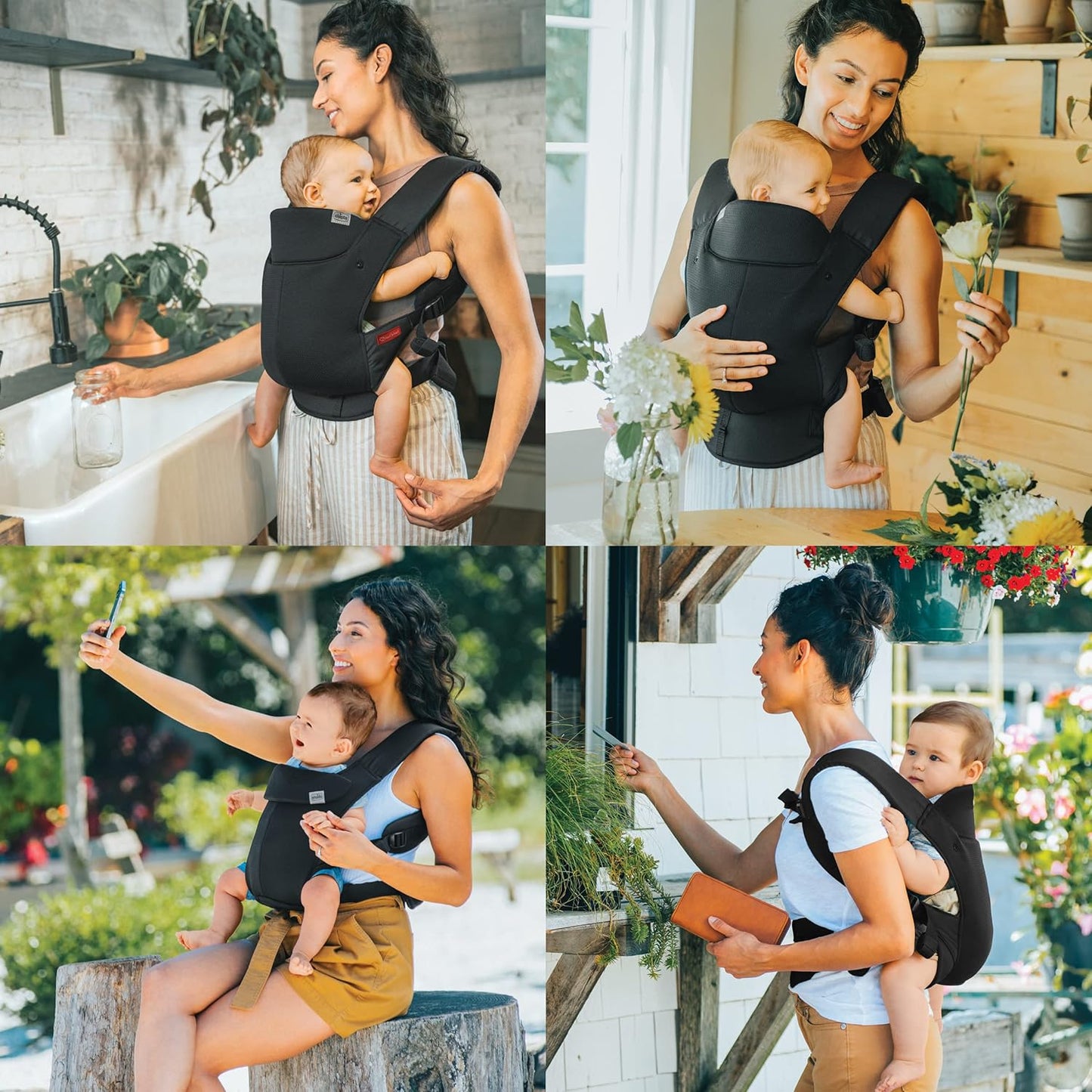 Chicco SnugSupport 4-in-1 Infant Carrier, Front and Back Carry Positions, Infant Backpack, Baby Carrier Newborn to Toddler, for Infants 7.5-33 lbs., Black/Black