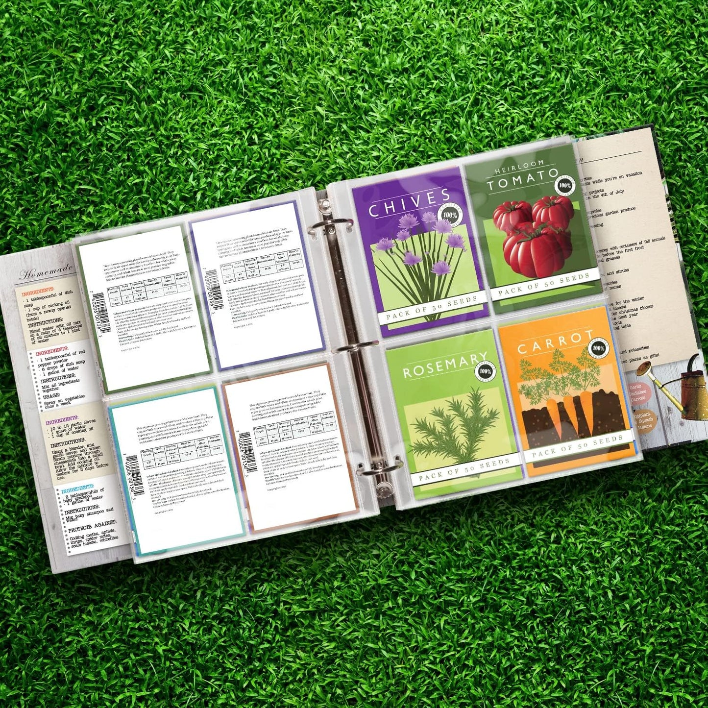 400 Pockets Seed Storage Organizer Sleeves (50 Pack) Slot Size 3.5x5, 4 Pocket Garden Seed Organizer, Clear Sleeves for Seed Packet Storage, Seed Keeper, Seed Organizer Binder