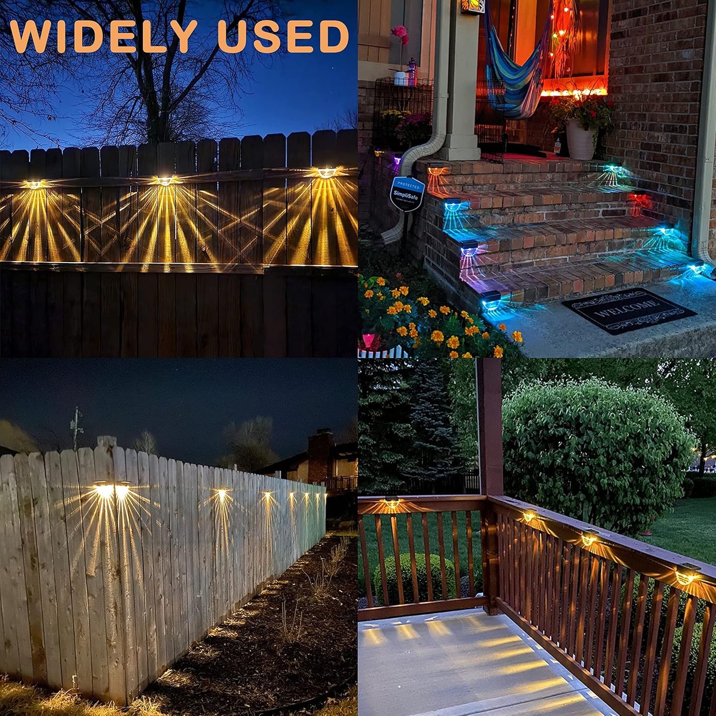 Solar Deck Lights, 6 Pack Waterproof LED Solar Step Light Outdoor, Fence Lights Solar Powered for Outside, Garden, Patio, Stairs,Yard,10 Lumens, Warm White/Color Changing Lighting