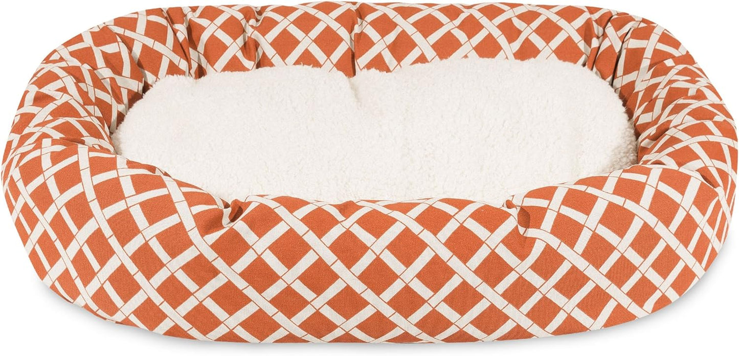 40 inch Burnt Orange Bamboo Sherpa Bagel Dog Bed