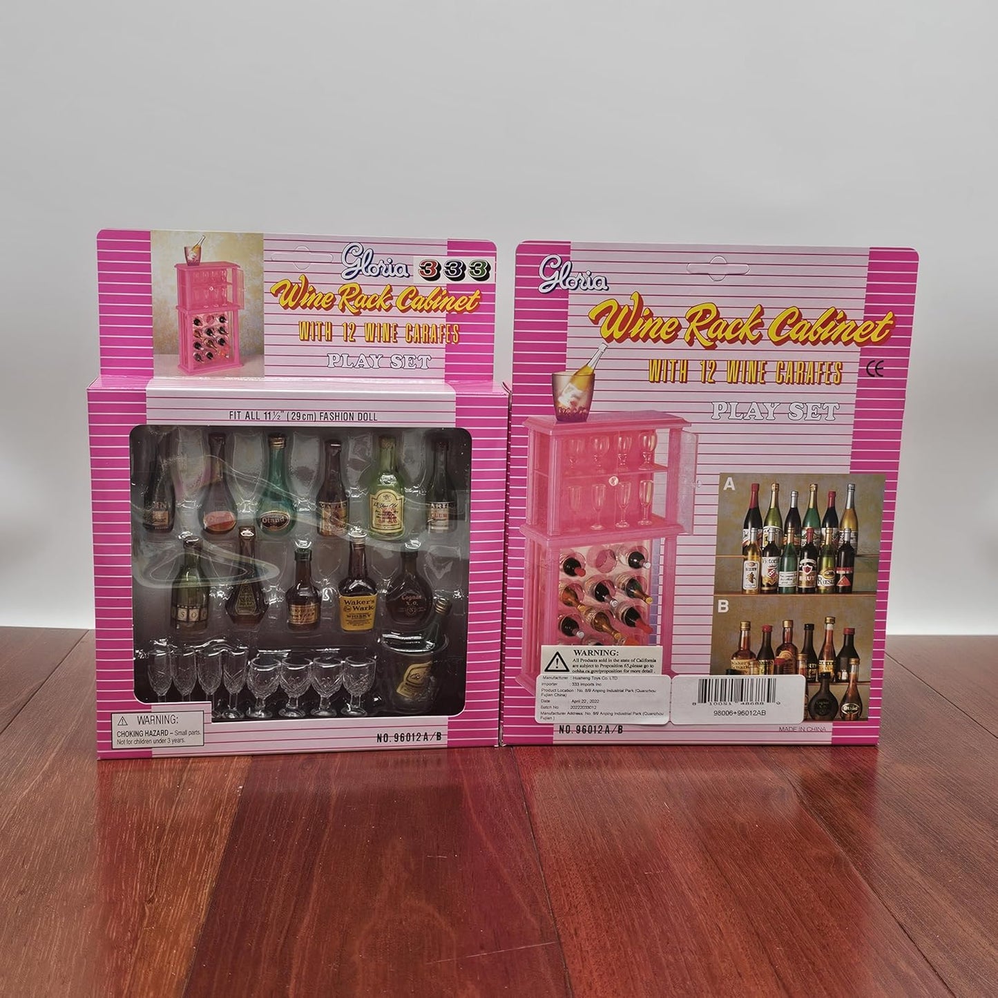 Gloria Bar Counter, Wine Racks,Liquor Bottles and Cups for Dolls Accessories