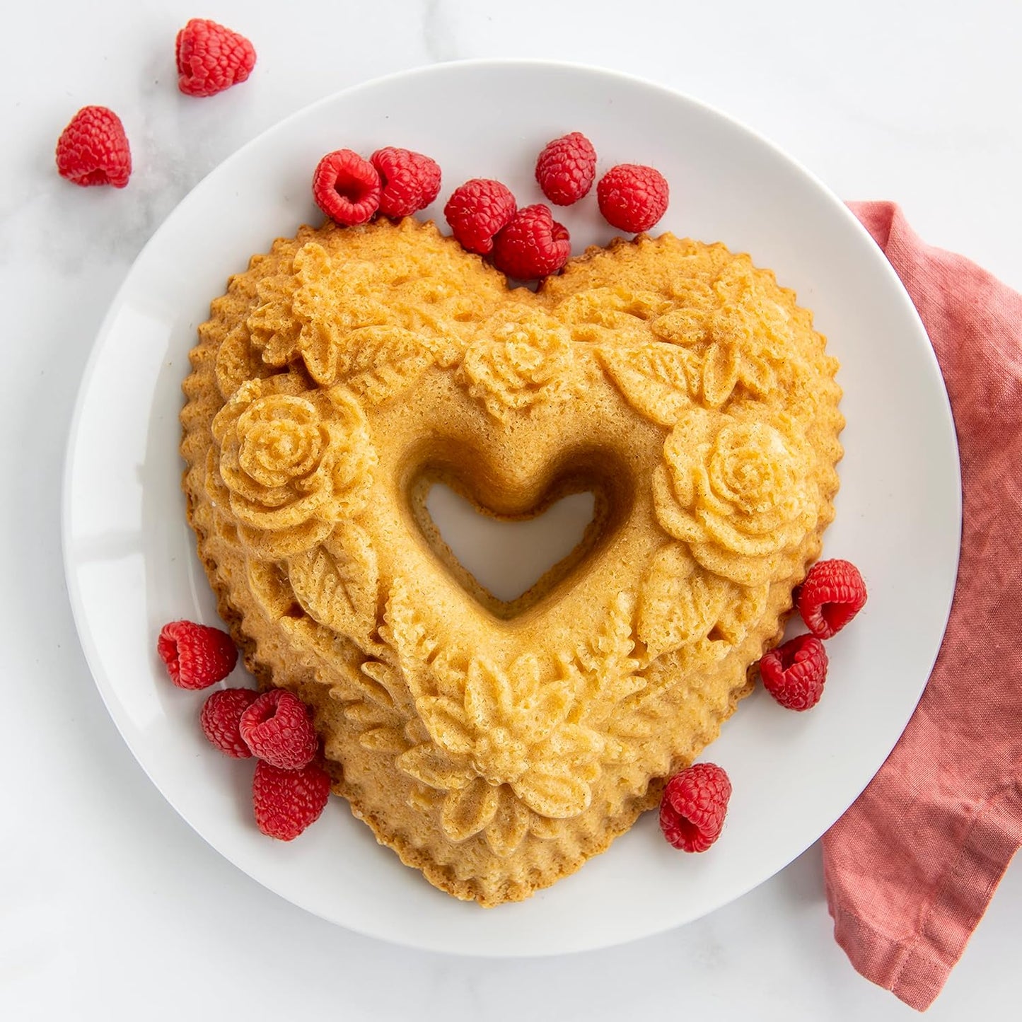 Nordic Ware Wildflower Heart Bundt, 6 Cup, Toffee