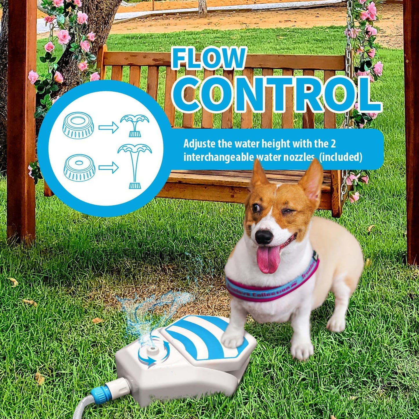 All For Paws Dog Water Fountain, Dog Sprinkler Paw Activated, Outdoor Water Fountain for Dog Drinking, Step On Pet Water Dispenser