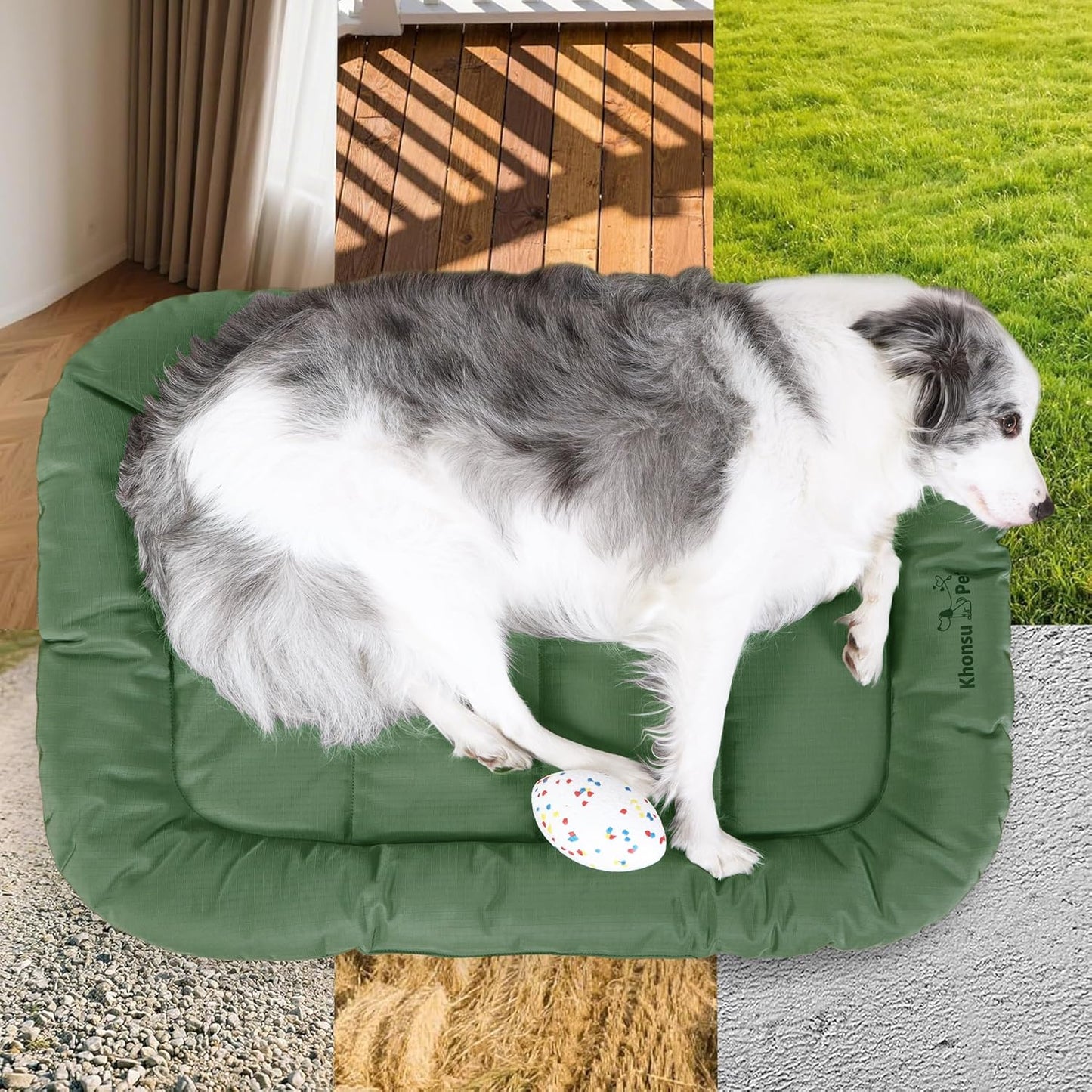 KHONSU PET 내구성 있는 강아지 침대, 튼튼하고 찢어짐 방지 반려견 크레이트 침대, 362.9kg(800파운드) 인열 강도 PVC 뒷면 방수 반려동물 침대 매트 실내 및 실외 사용 최대 15.9kg(35파운드) 강아지용