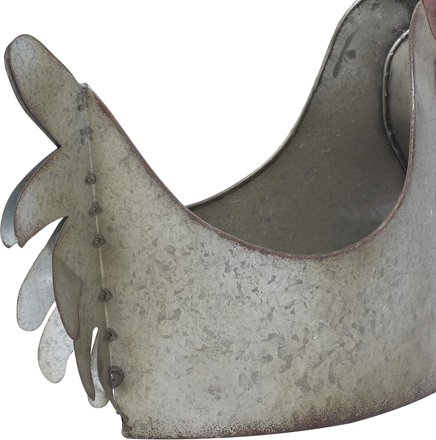 Deco 79 Metal Rooster Indoor Outdoor Planter Large Planter Pot, Planter 12" x 8" x 16", Gray