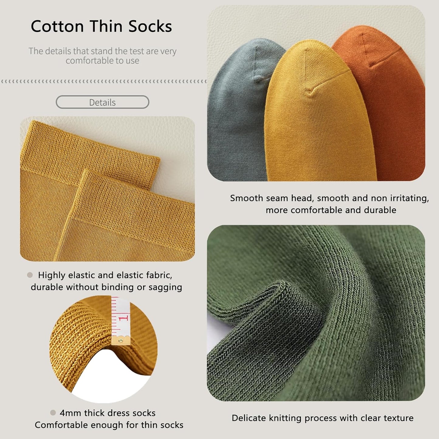 Womens Thin Cotton Socks Soft Socks for Women Above Ankle Breathable Crew Socks 6 Pack