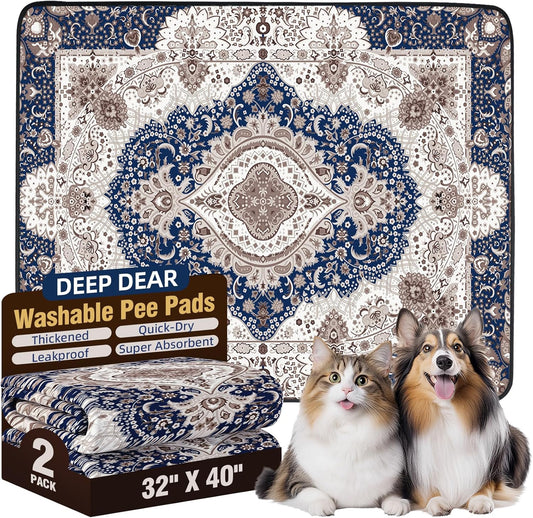 Washable Puppy Pads 40"x32" 2 Pack, Reusable Pee Pads for Dogs, Super Absorbent Dog Pee Pads Extra Large, Waterproof & Leak-Proof Dog Pads XXL, Non-Slip Training Pads for Pet Housebreaking
