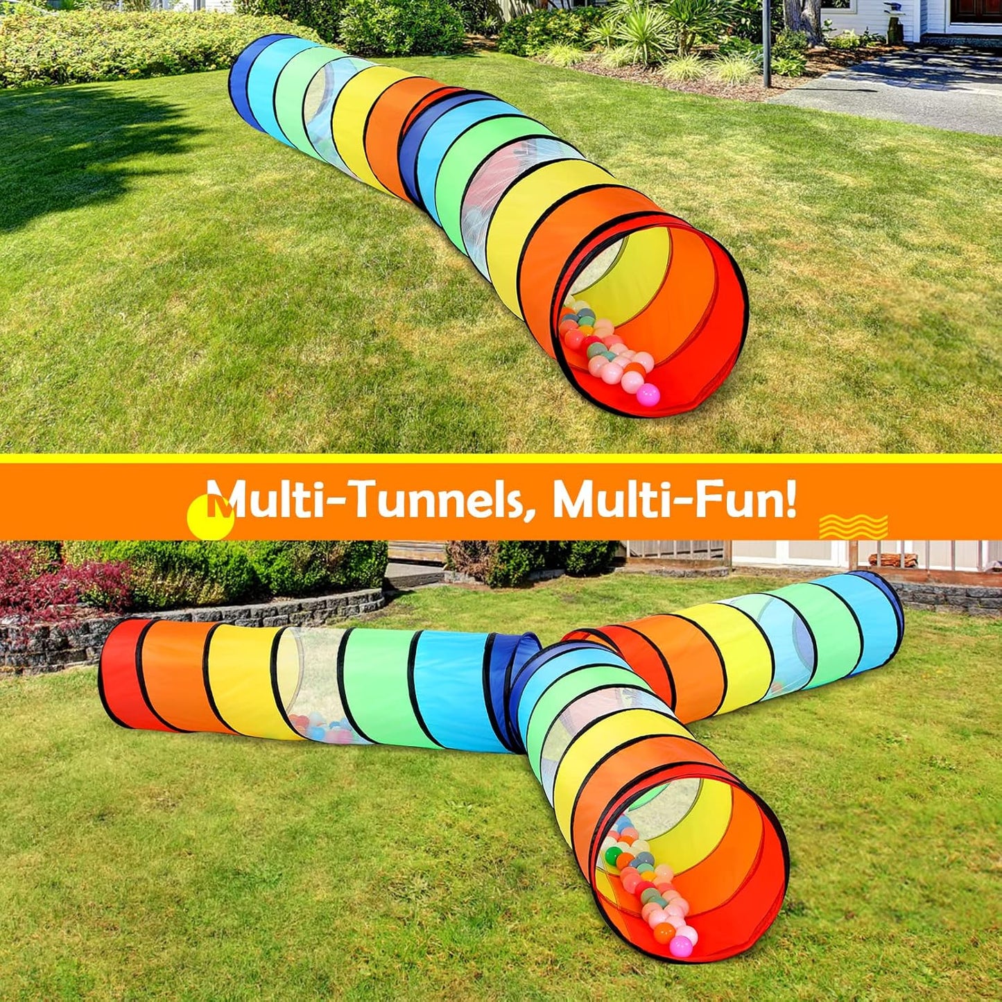 Kids Play Tunnel Tent for Toddlers, Colorful Pop Up Crawl Tunnel Toy for Baby or Pet with Breathable Mesh, Collapsible Gift for Boy and Girl Play Tunnel Indoor and Outdoor Game