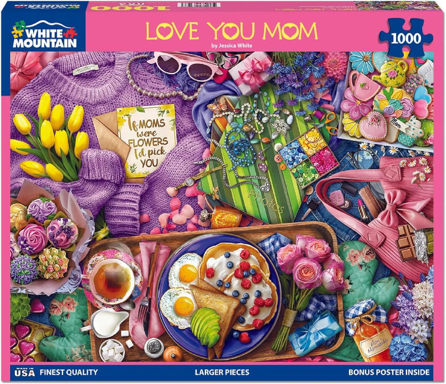 White Mountain Love You Mom Puzzle 1000 Piece Mothers Day Jigsaw Puzzles for Moms and Families