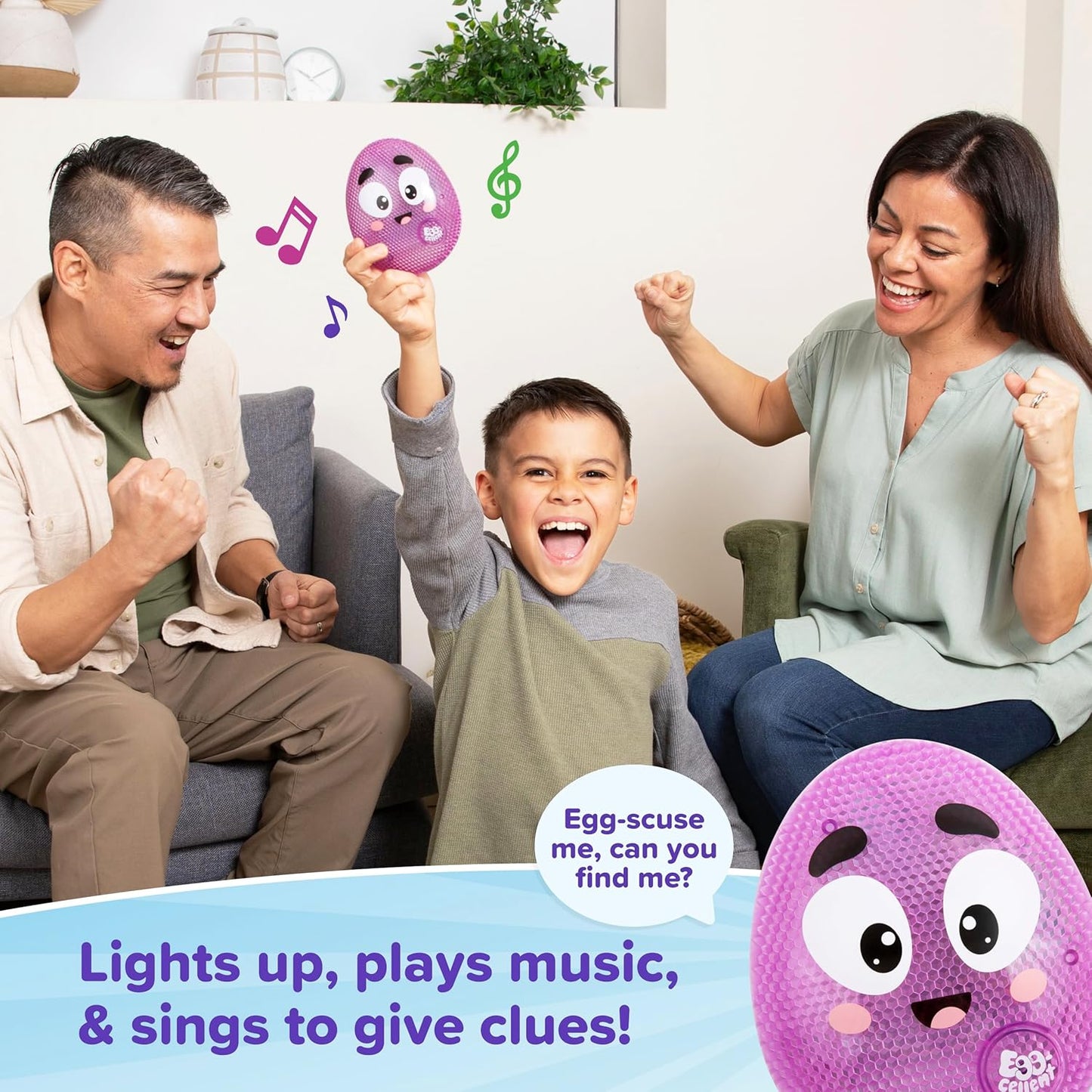 Eggcellent by Relatable, The Kid-Friendly Hide & Seek Game, Toddler Toys for Ages 3+, Includes 1 Eggcellent Light-Up Toy That Sings