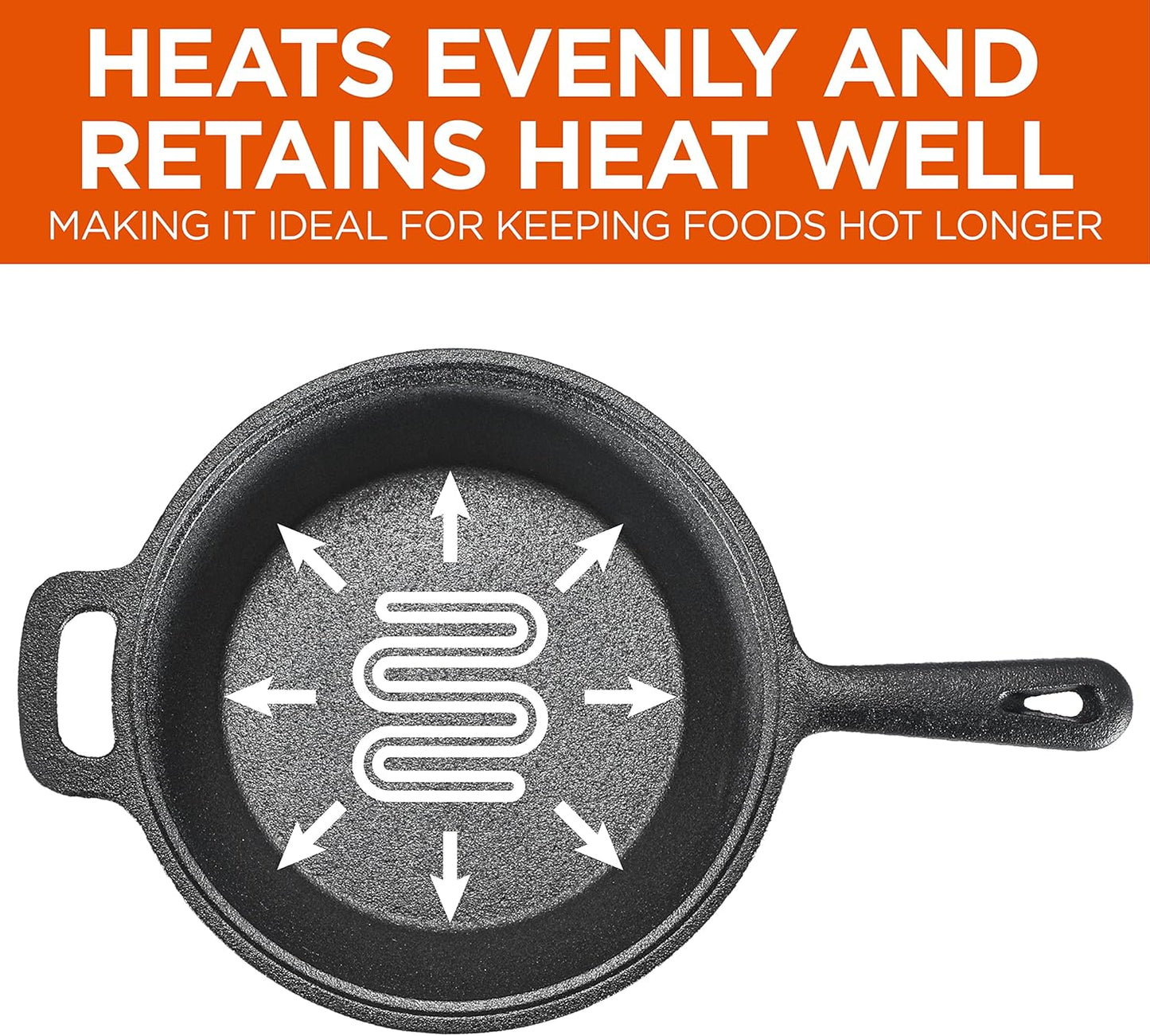 Commercial Chef 2-Qt. Saucepan with Lid, Pre-Seasoned Cast Iron, Integrated Handles, Works on All Cooktops Including Induction, Outdoor Skillet for Campfires or Grills, CHCI20