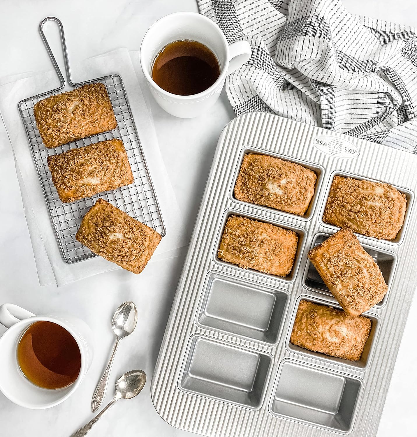 USA Pan Bakeware Nonstick Mini Loaf Pan, 8-Well