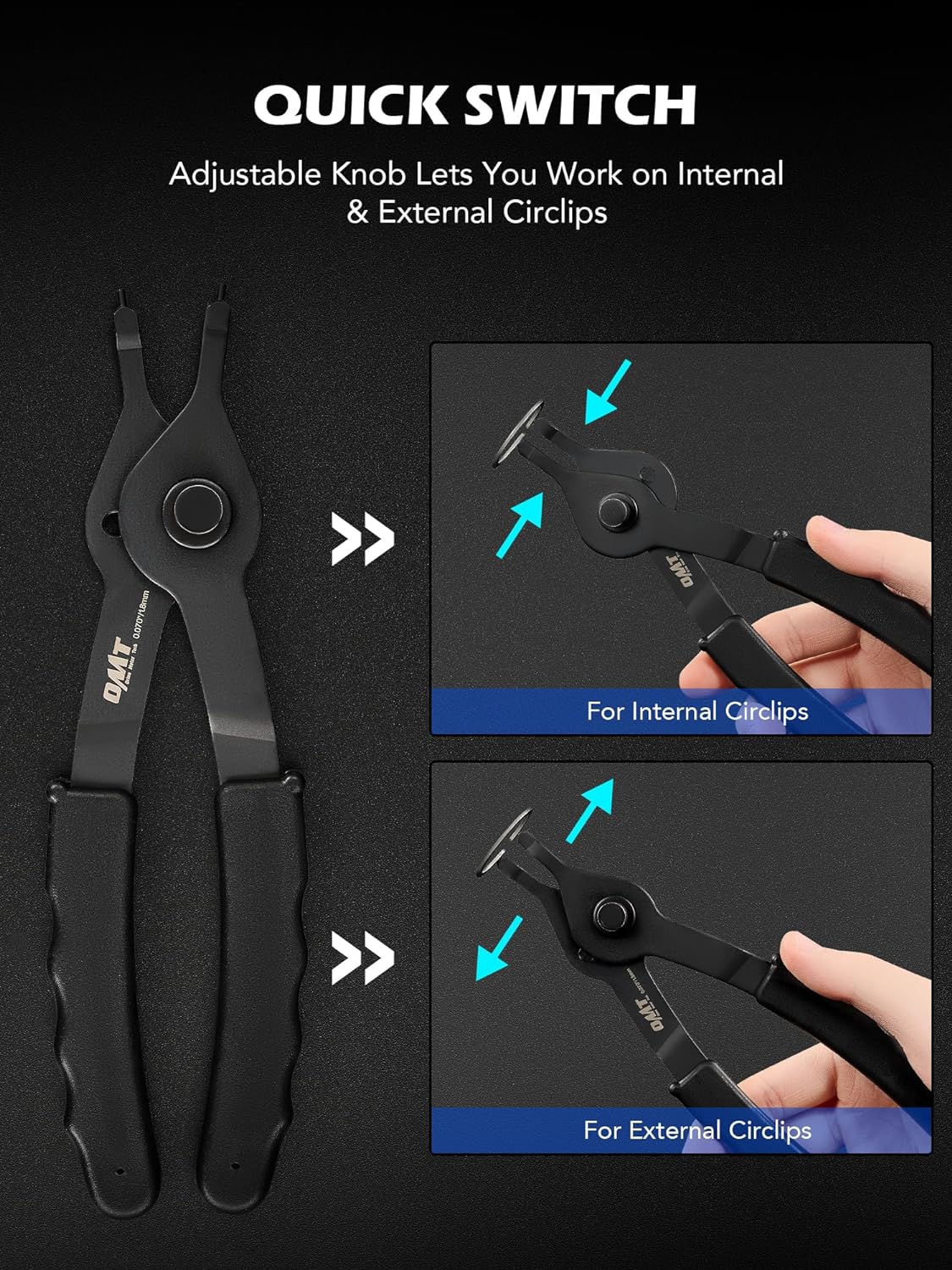Orion Motor Tech 10pc Snap Ring Pliers Set, Internal & External Circlip Pliers With Bent & Straight Pliers, Hook Pick, Heavy Duty Snap Ring and Circlip Removal Tool with Storage Case & Gloves