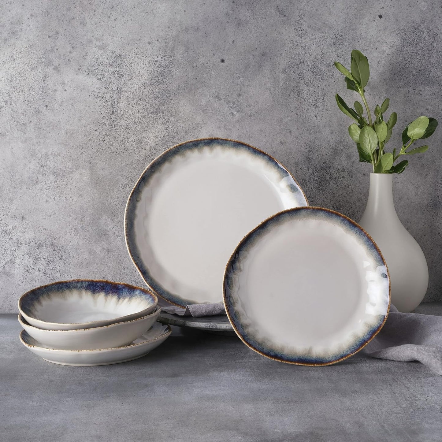 Mikasa Cole Organic Shaped 12 Piece Dinnerware Set, Service for 4