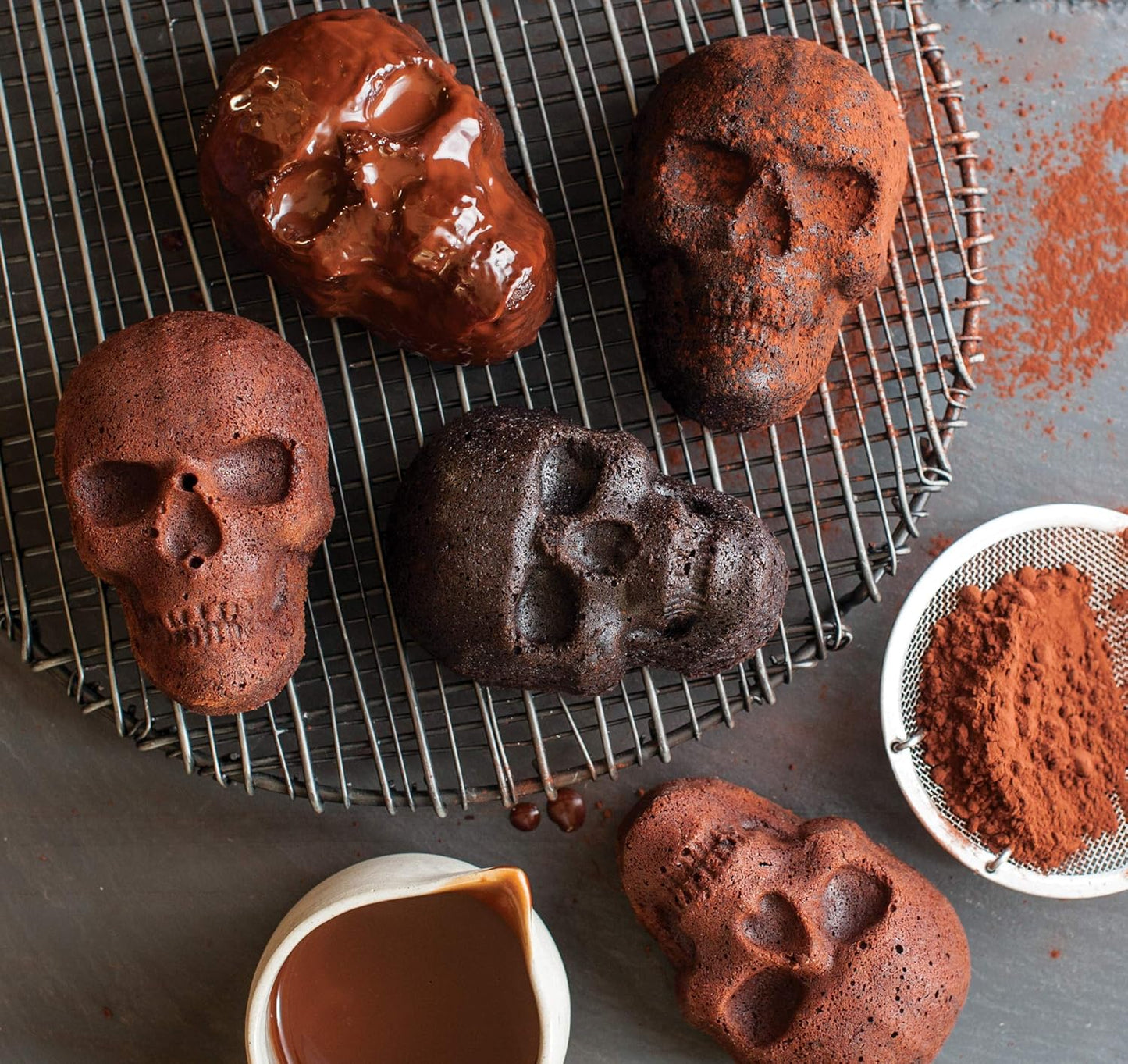 Nordic Ware Halloween Bakeware, Haunted Skull Cakelet Pan, Bronze