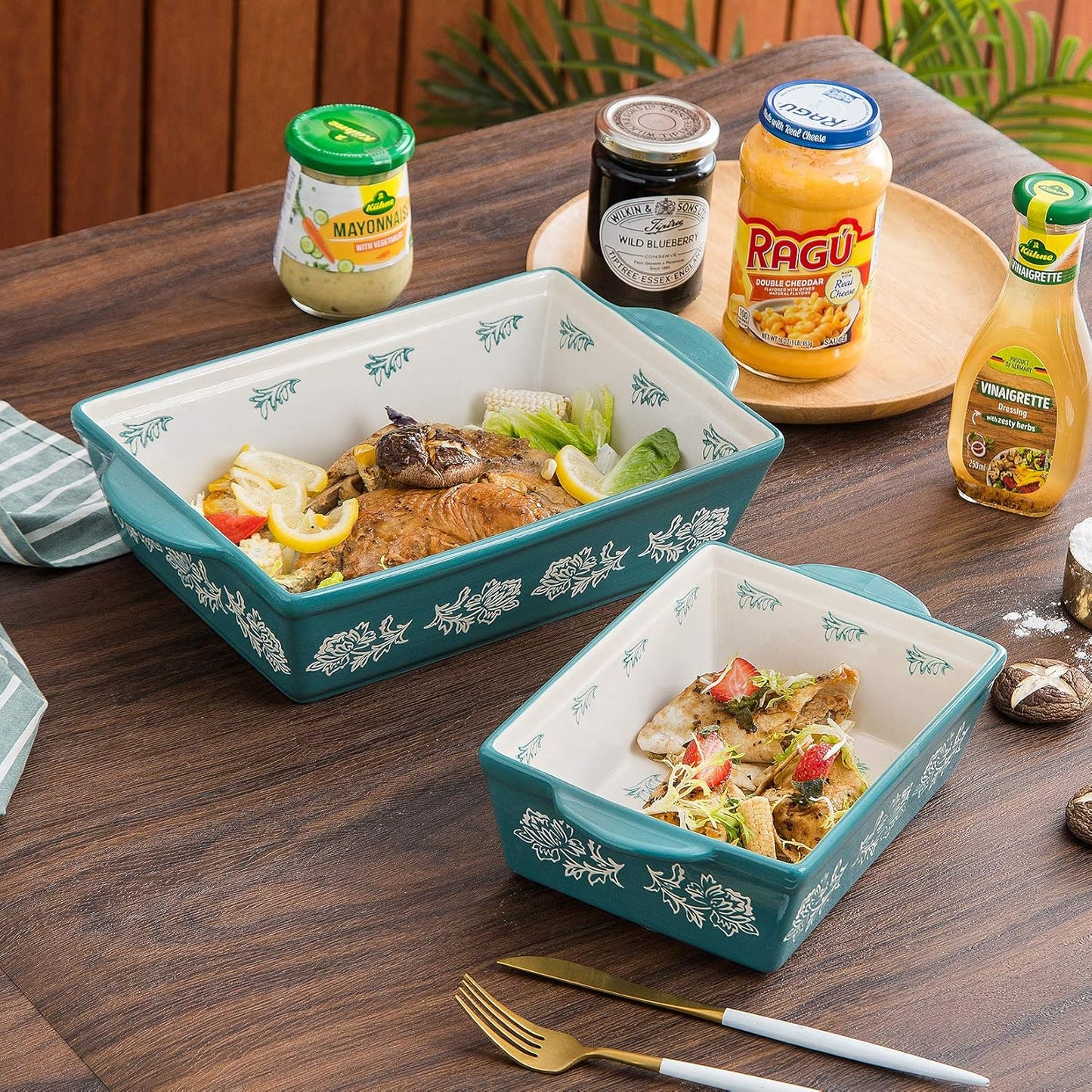 Wisenvoy Baking Dish Ceramic Lasagna Pan Casserole Dish 3-Piece Bakeware Sets Baking Dishes Baking Set Baking Dish Set
