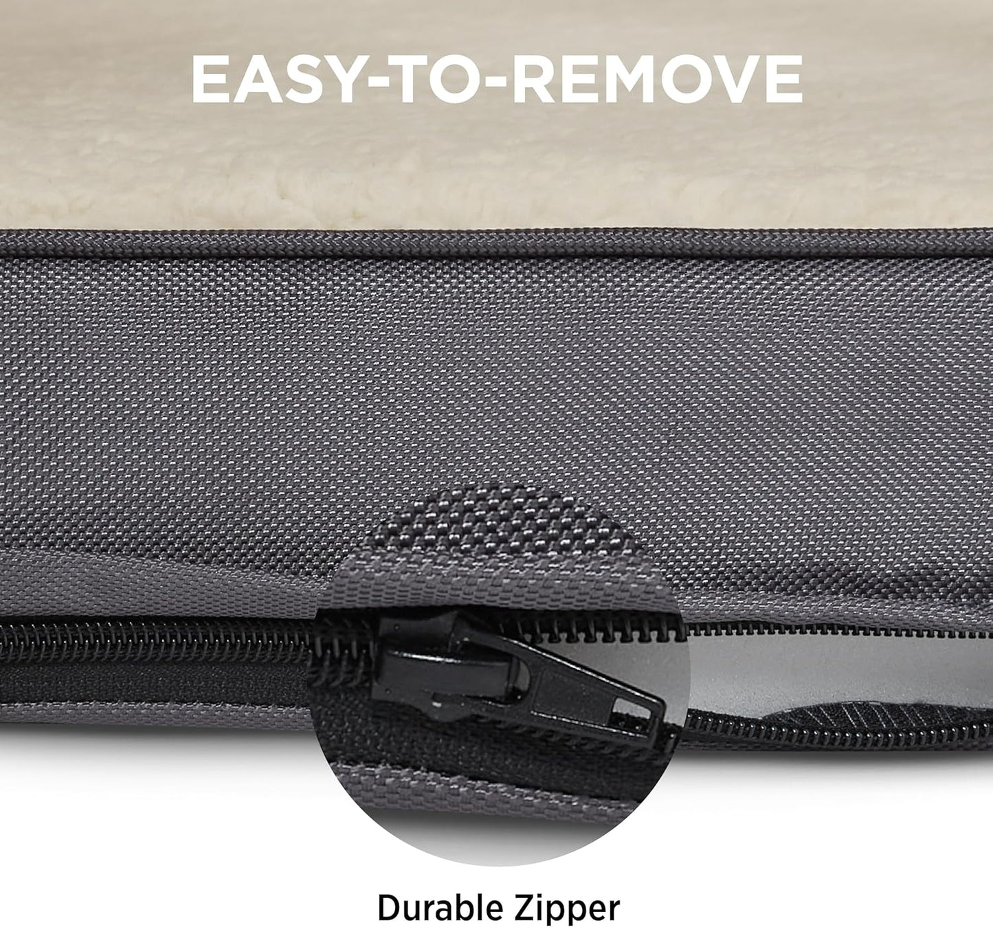 LE SURE XL Washable Dog Bed Cover Replacement Plush Fleece Cover for Orthopedic Egg Crate Foam Pet Mat 44x32x3 Inches, Grey