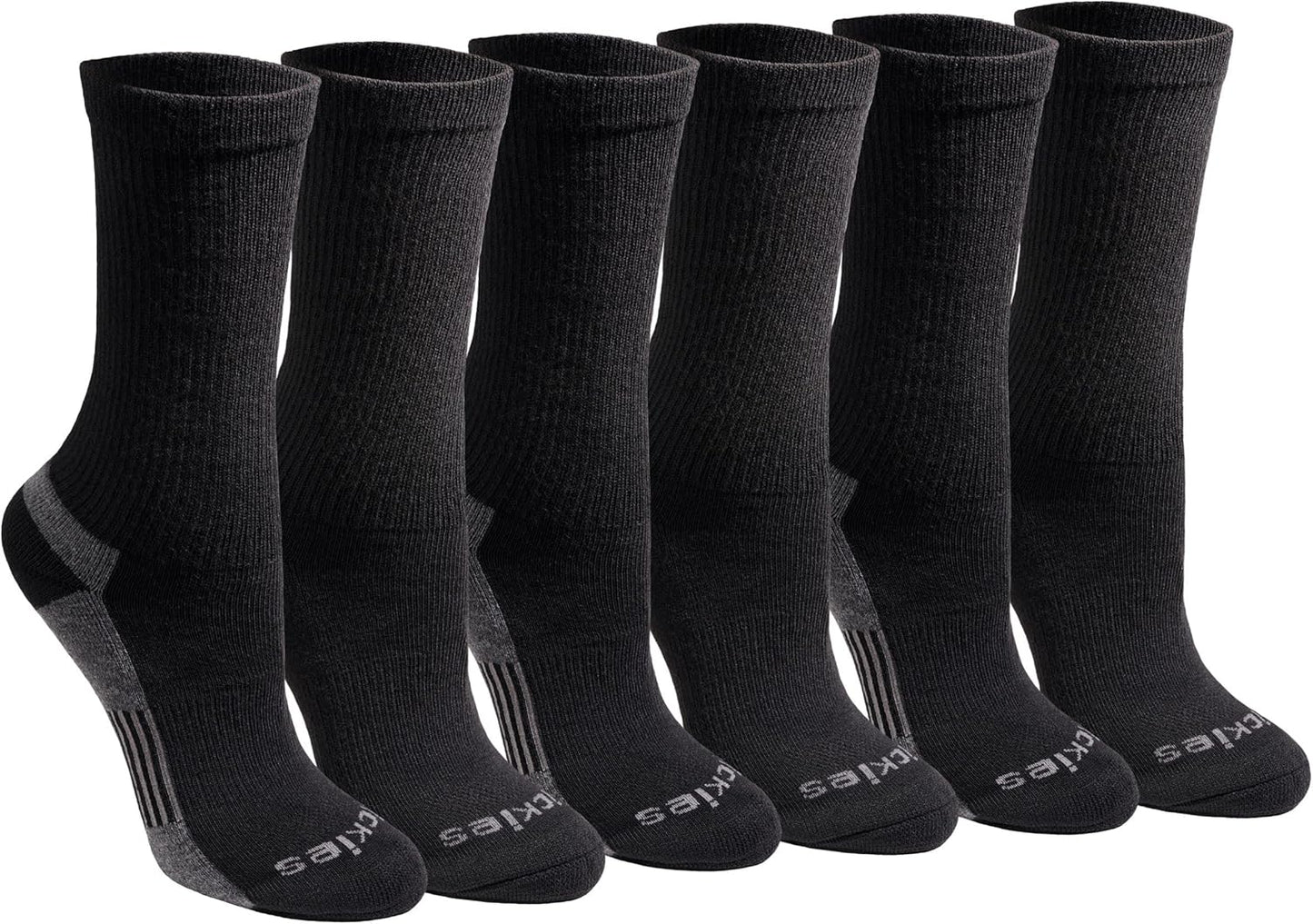 Dickies Women's Dri-Tech Essential Moisture Control Crew Socks, Available in S-XL (6, 12 Pairs)
