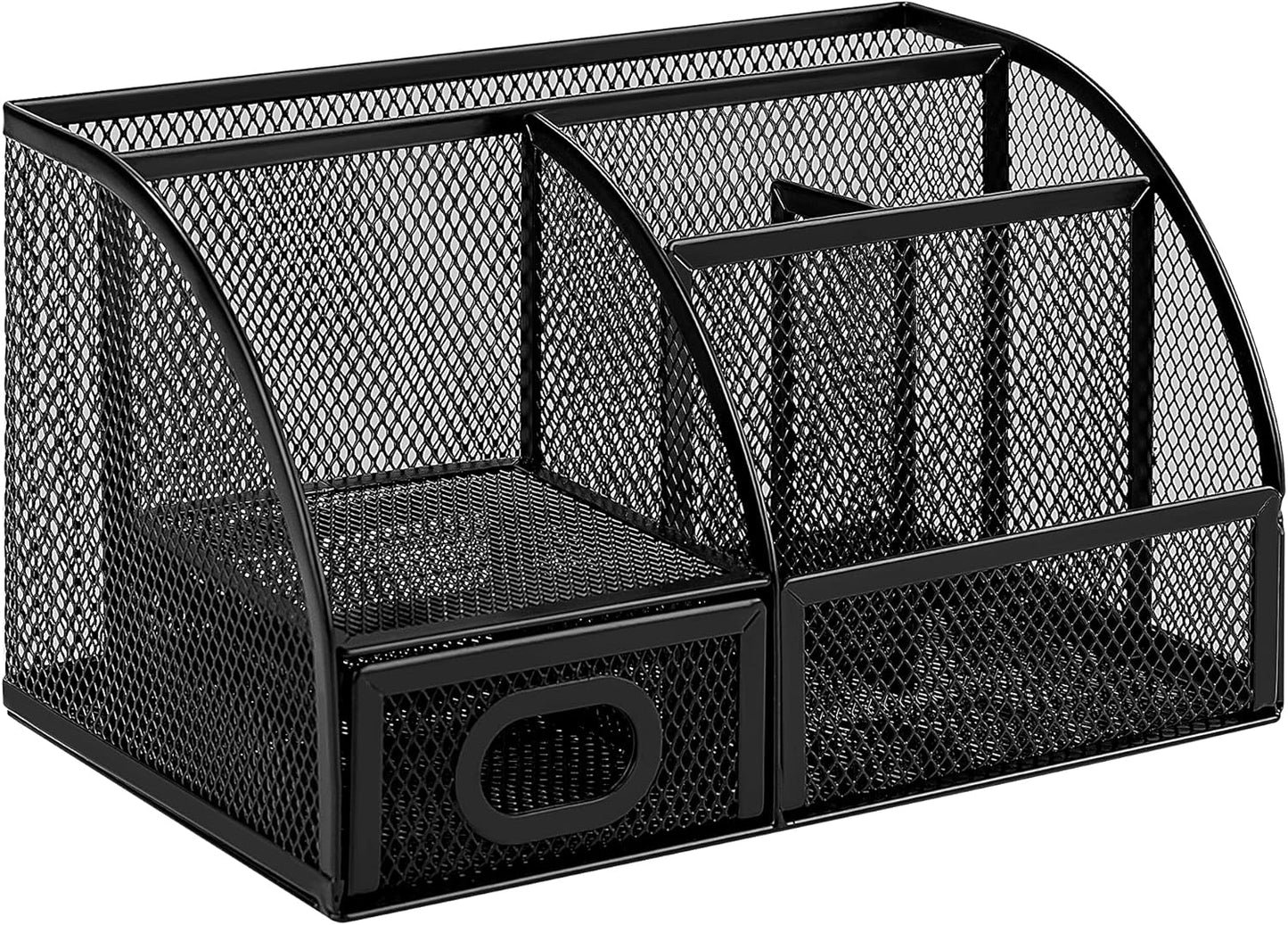 Amazon Basics Pen Holder and Desk Organizer, Office Supplies Storage Caddy, 9.1" x 5.9" x 5.5", Black