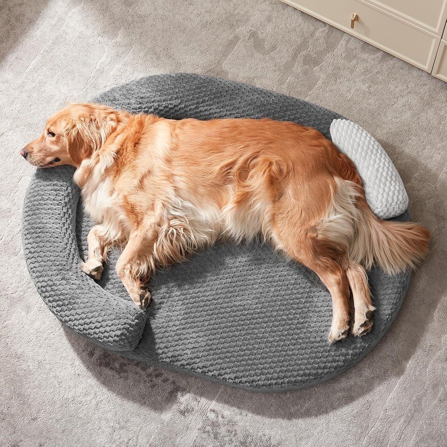 JOEJOY Orthopedic Dog Beds Large Sized Dog, XL Washable Waterproof Large Dog Bed with Removable Cover, Extra Large Egg-Crate Foam Pet Bed with Bolster Sides & Non-Skid Bottom, Dark Grey, 42''x31''