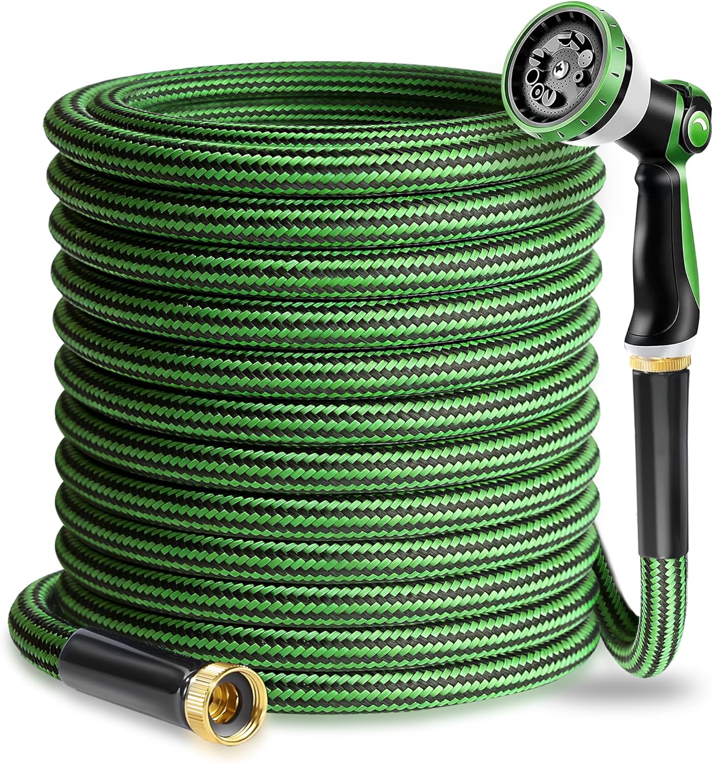 Garden Hose 50 FT-Triple-layer pipe, Heavy Duty Water Hose with solid Aluminum Fittings, Ultra-Lightweight and Flexible, Abrasion-Resistant, Rust-Resistant,Watering and Cleaning for Outdoor