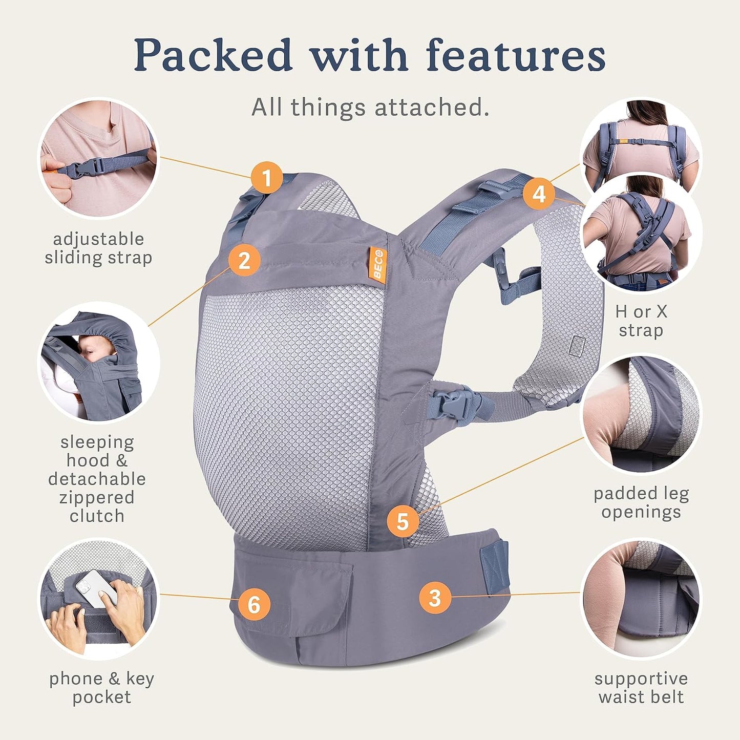 Beco Toddler Carrier (20-60 lbs) with Breathable 3D Mesh & Extra Wide Seat - Front-Carry & Backpack Style - Lightweight Sling Carrier for Children from 18months - Cool Dark Grey