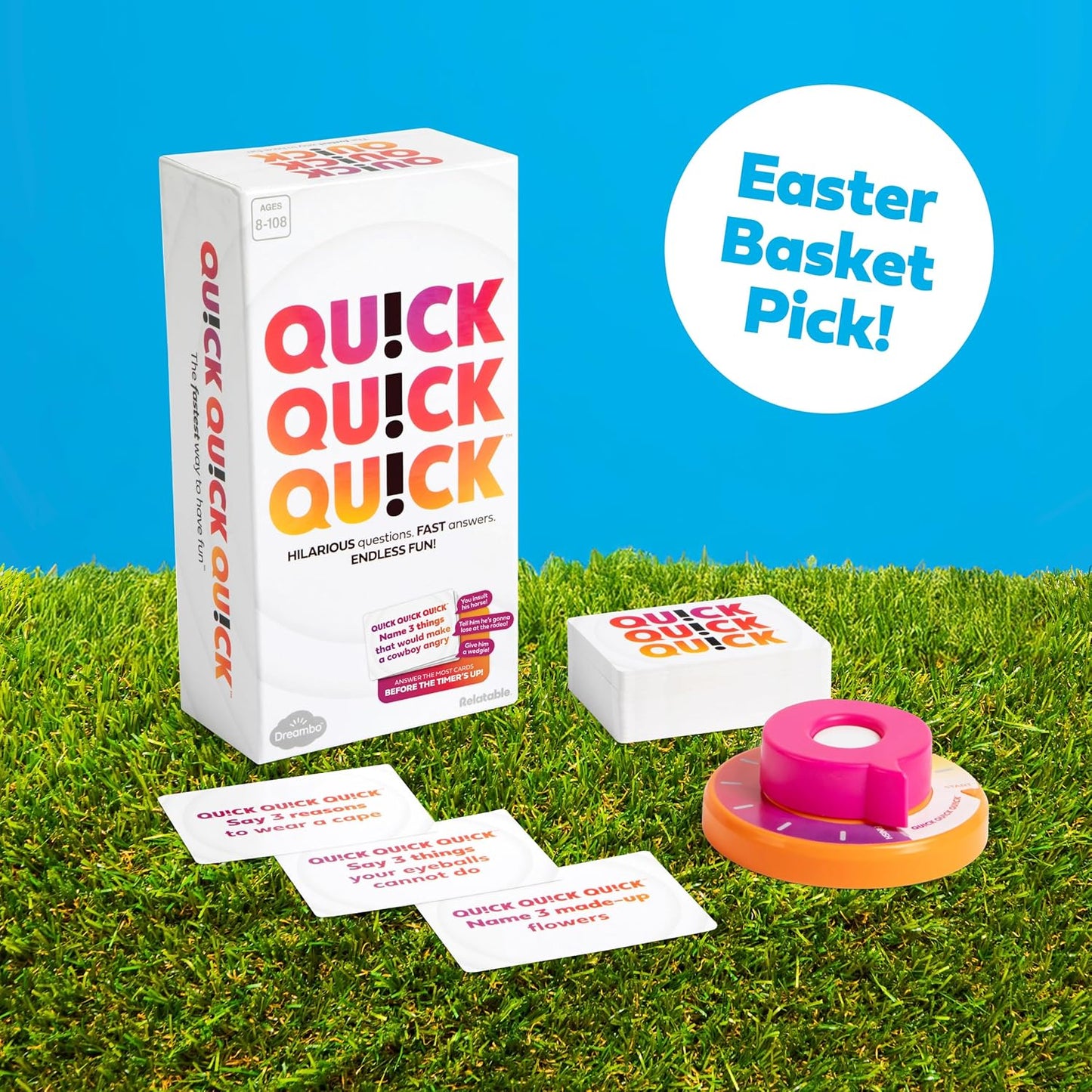 Quick Quick Quick by Relatable, Unleash Your Inner Funny with The Ultimate Party Games, Easter Family Game Night, Adult & Kids Games, The Fastest Way to Have Fun, Ages 8 to 108 – Easter Basket Gift