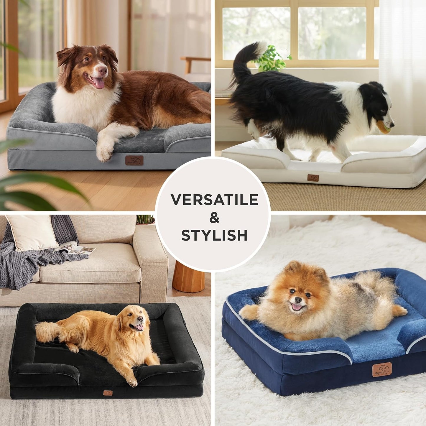 Bedsure XXL Orthopedic Dog Bed for Extra Large Dogs - Washable Giant Dog Cat Bed Waterproof, Comfort Dogs Couch Sofa with Washable Removable Cover, Pet Bed with Nonskid Bottom, Grey, 52"