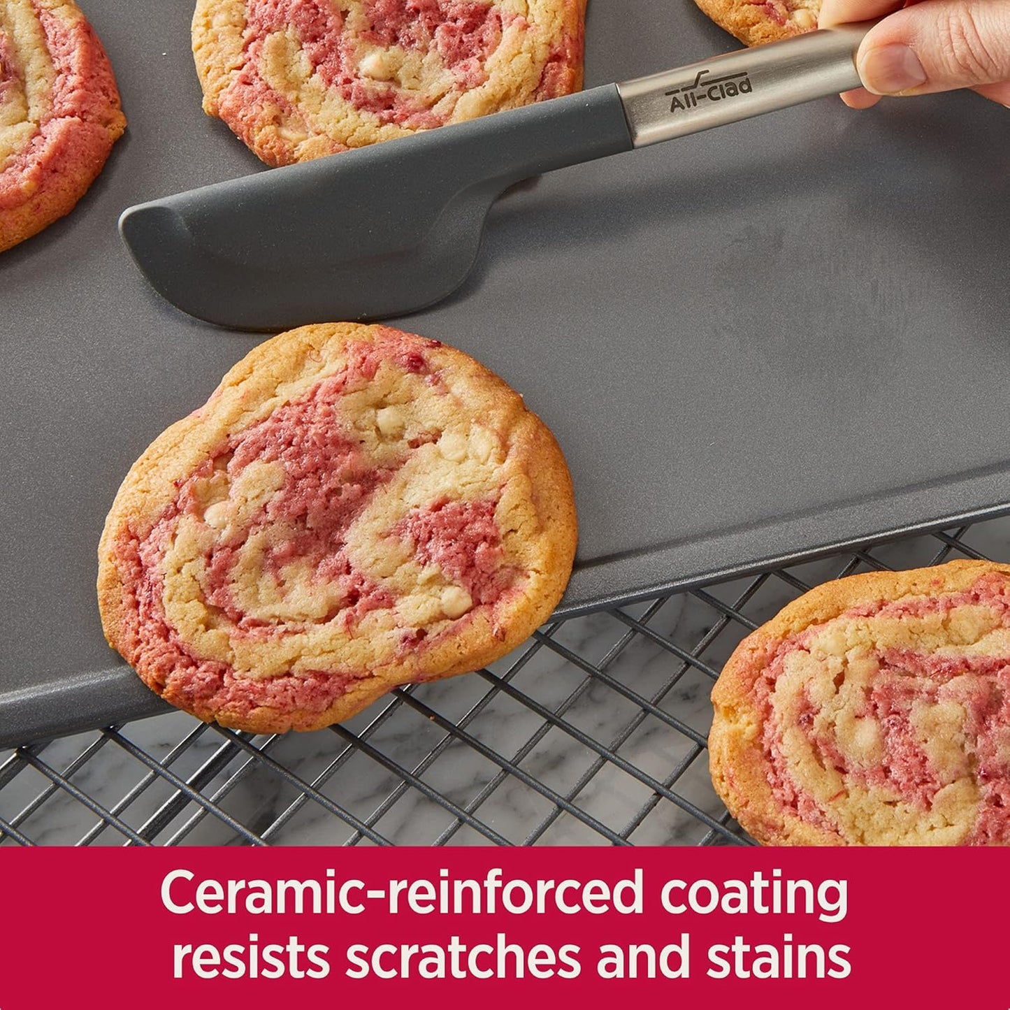 All-Clad Pro-Release Nonstick 9x13 Inch Oven Safe 450F Half Sheet, Cookie Sheet, Muffin Pan, Cooling & Baking Rack, Round & Loaf Cake Pans, Grey