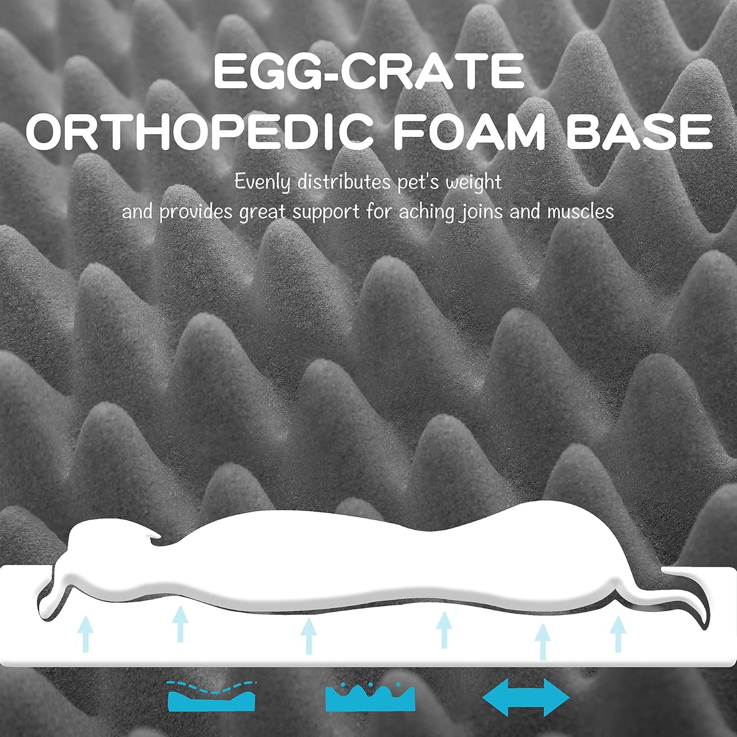 Orthopedic Dog Bed Mat of Thick Egg Foam with Washable Cover for Large Dogs