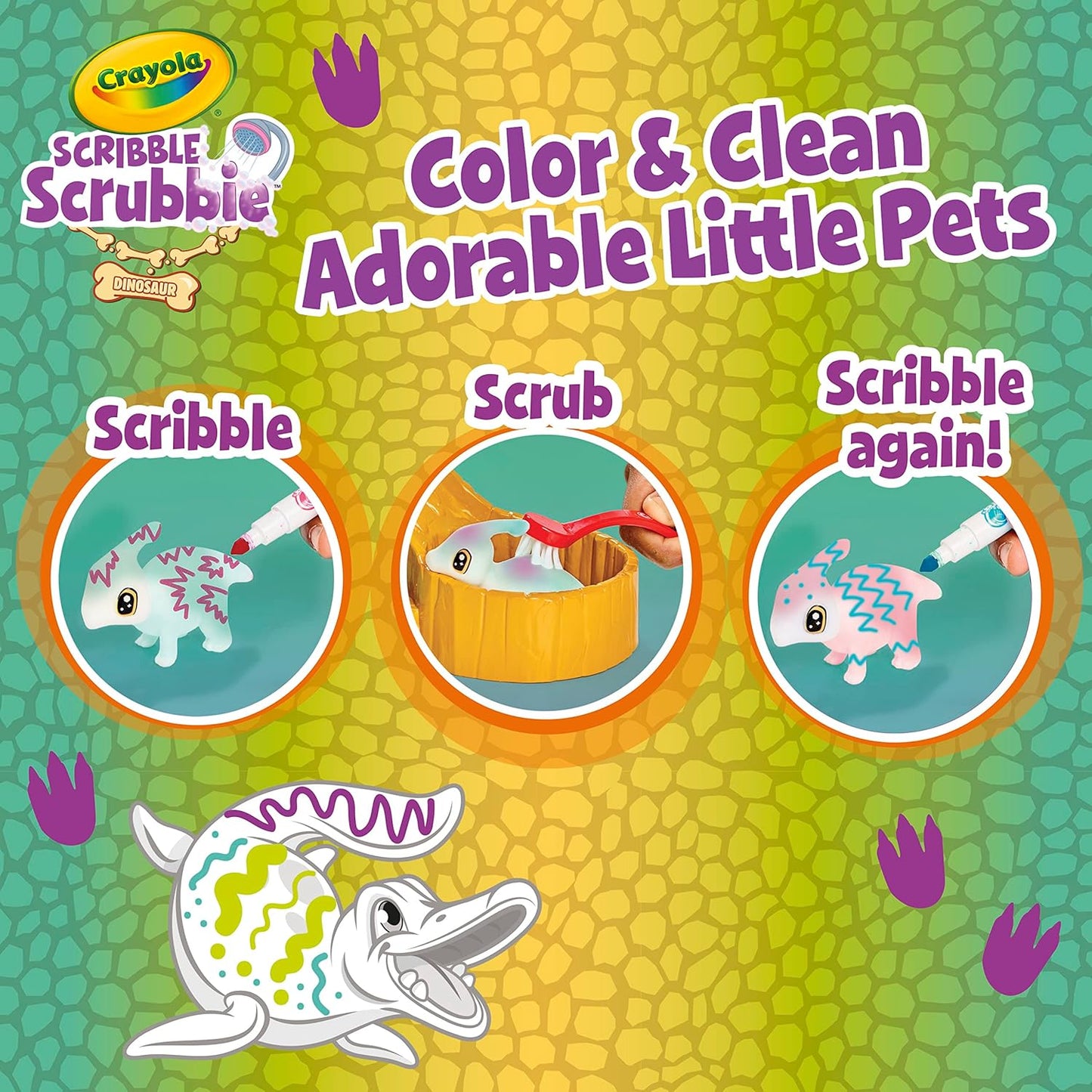 Crayola Scribble Scrubbie Pets Dinosaur Waterslide, Dinosaur Toys for Kids, Pet Grooming Toy, Gifts for Boys & Girls, Ages 3+