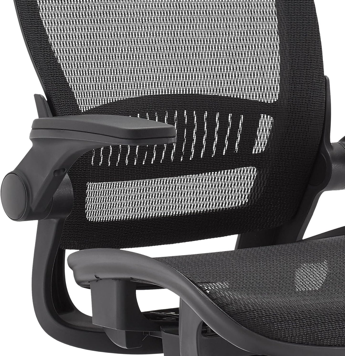Amazon Basics Ergonomic High-Back Office Chair, Breathable Mesh, 360° Swivel, Easy to Assemble, Comfortable Flip-Up Armrests, 25.5"D x 26.25"W x 49.25"H, Black
