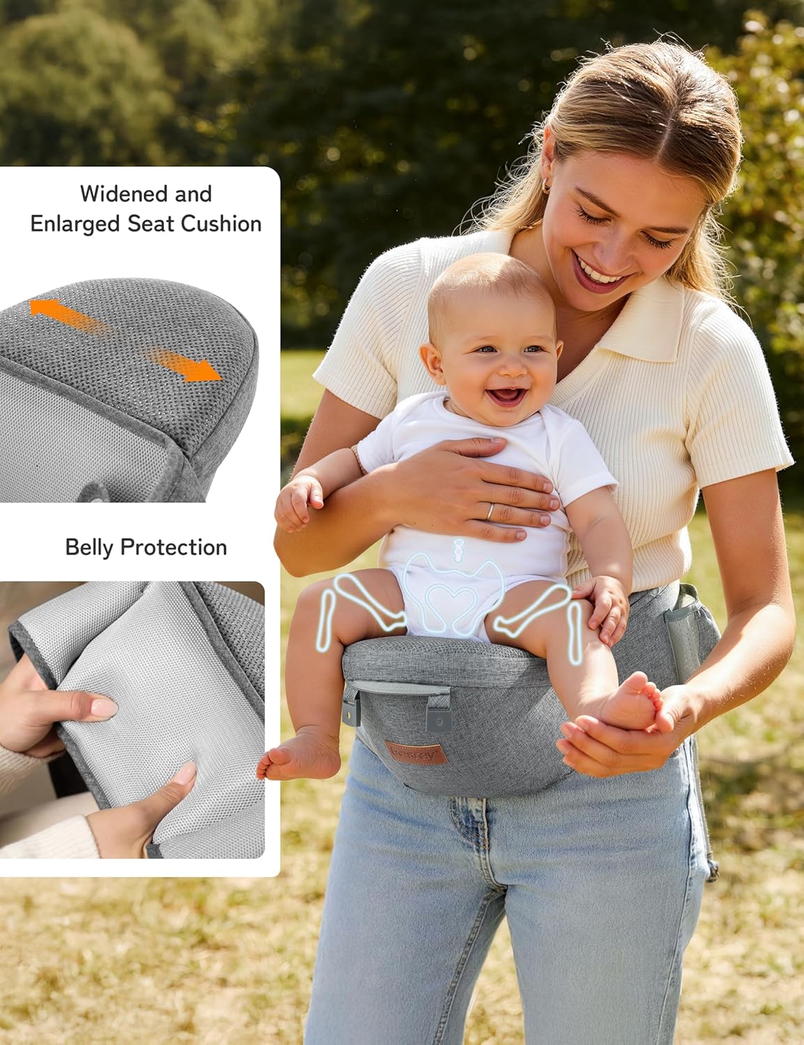 besrey Breathable Baby Carrier Newborn to Toddler,Adjustable Detachable Toddler Carrier with Hip Seat,Front Facing Baby Wraps Carrier,Safety Approved, Structured Support, Convenient Pockets